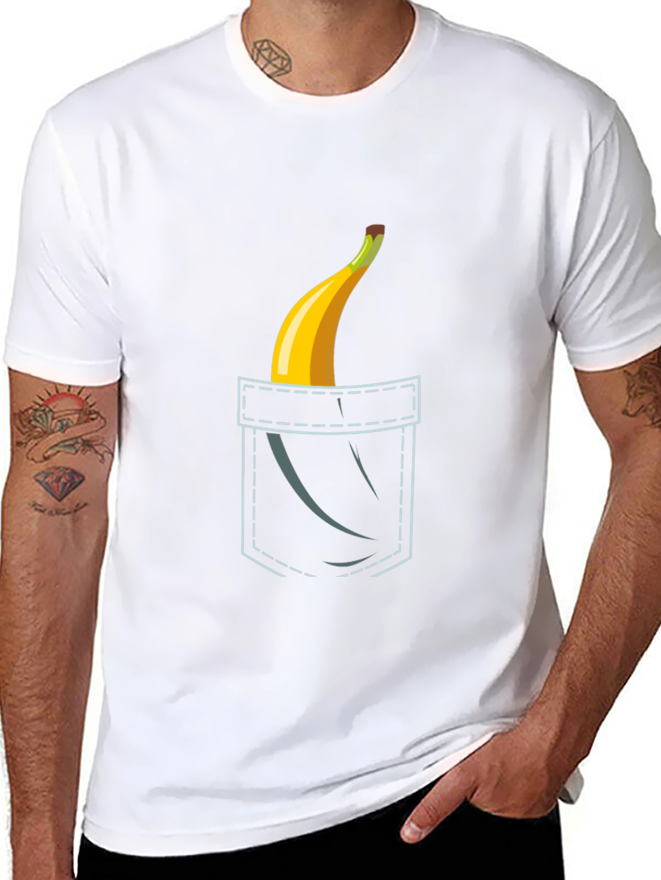Black Banana Pocket Graphic Tee - Funny Novelty Shirt view 8