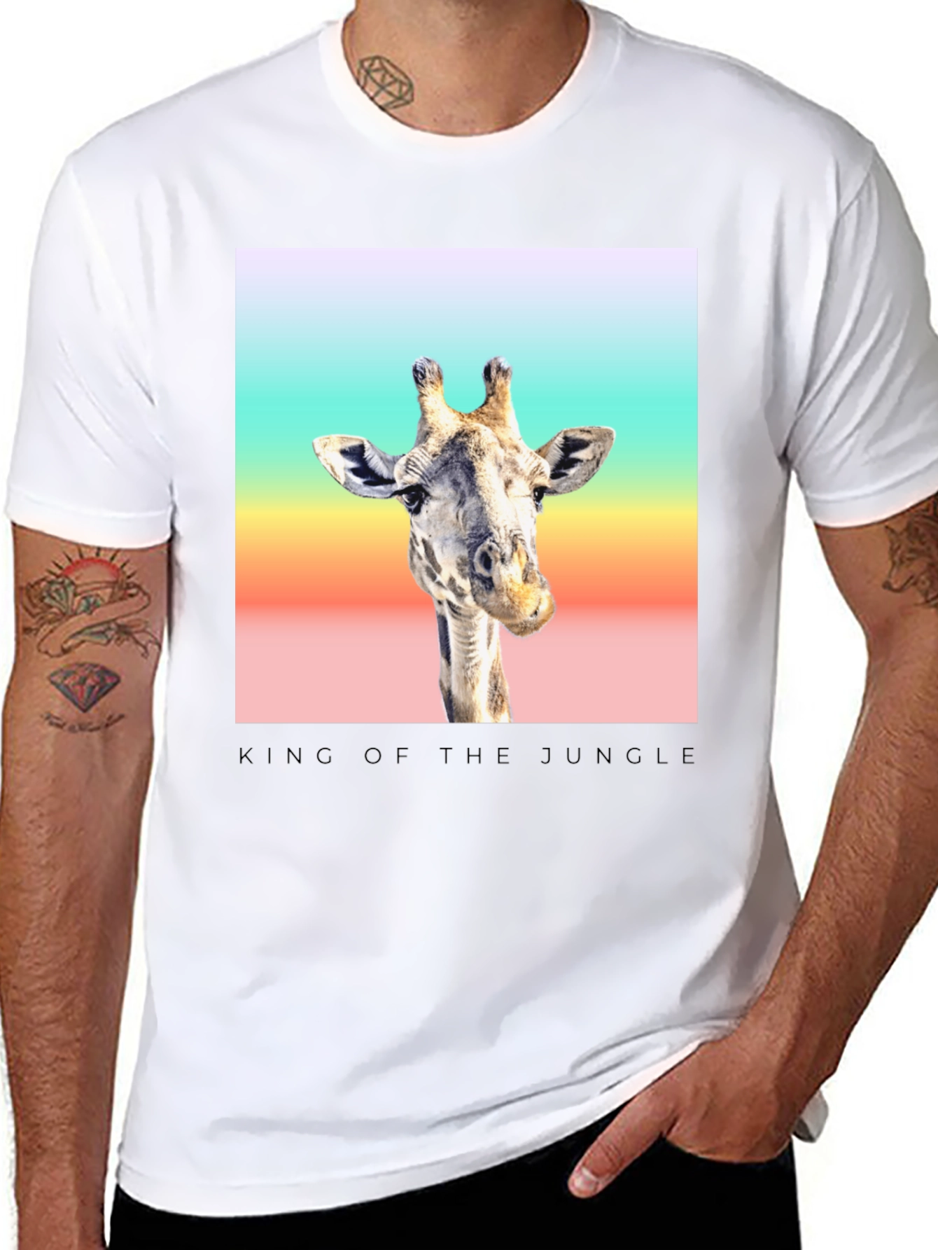 Black King of the Jungle Giraffe T-Shirt view 8