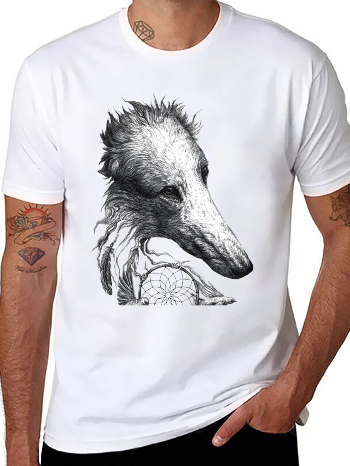 Black Unique Dog Design Black T-Shirt view 8