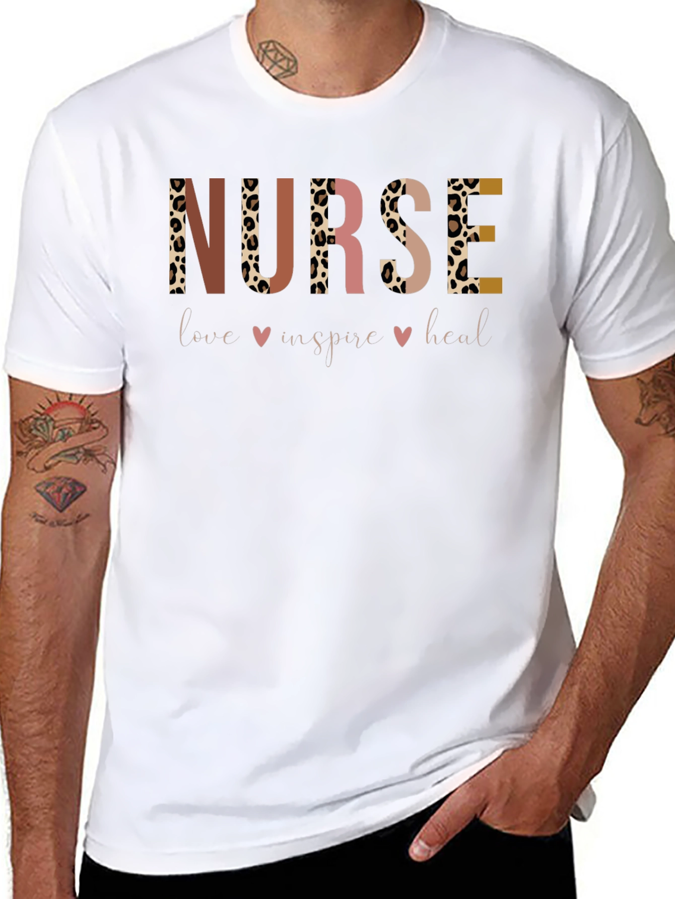 Black Nurse Love Inspire Heal Graphic Tee view 8