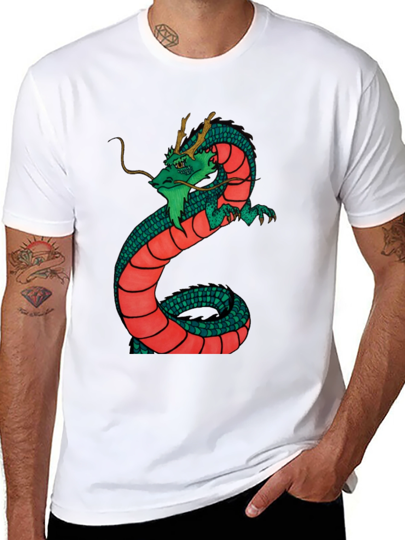 Black Dragon Graphic Tee - Black Cotton Blend Shirt view 8