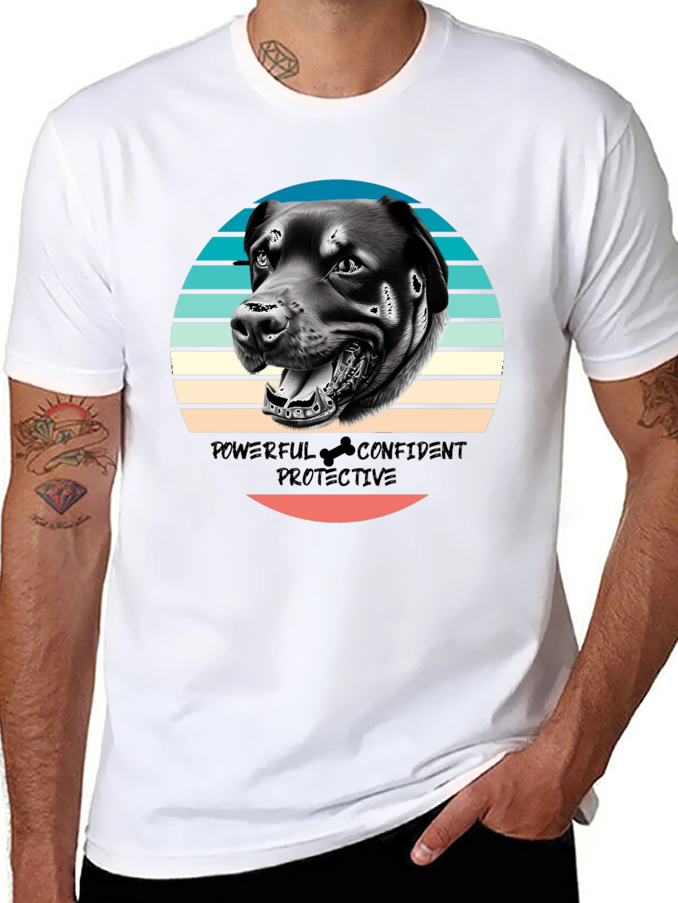Black Dog Graphic Tee - Powerful Confident Protective Rottweiler T-Shirt view 8