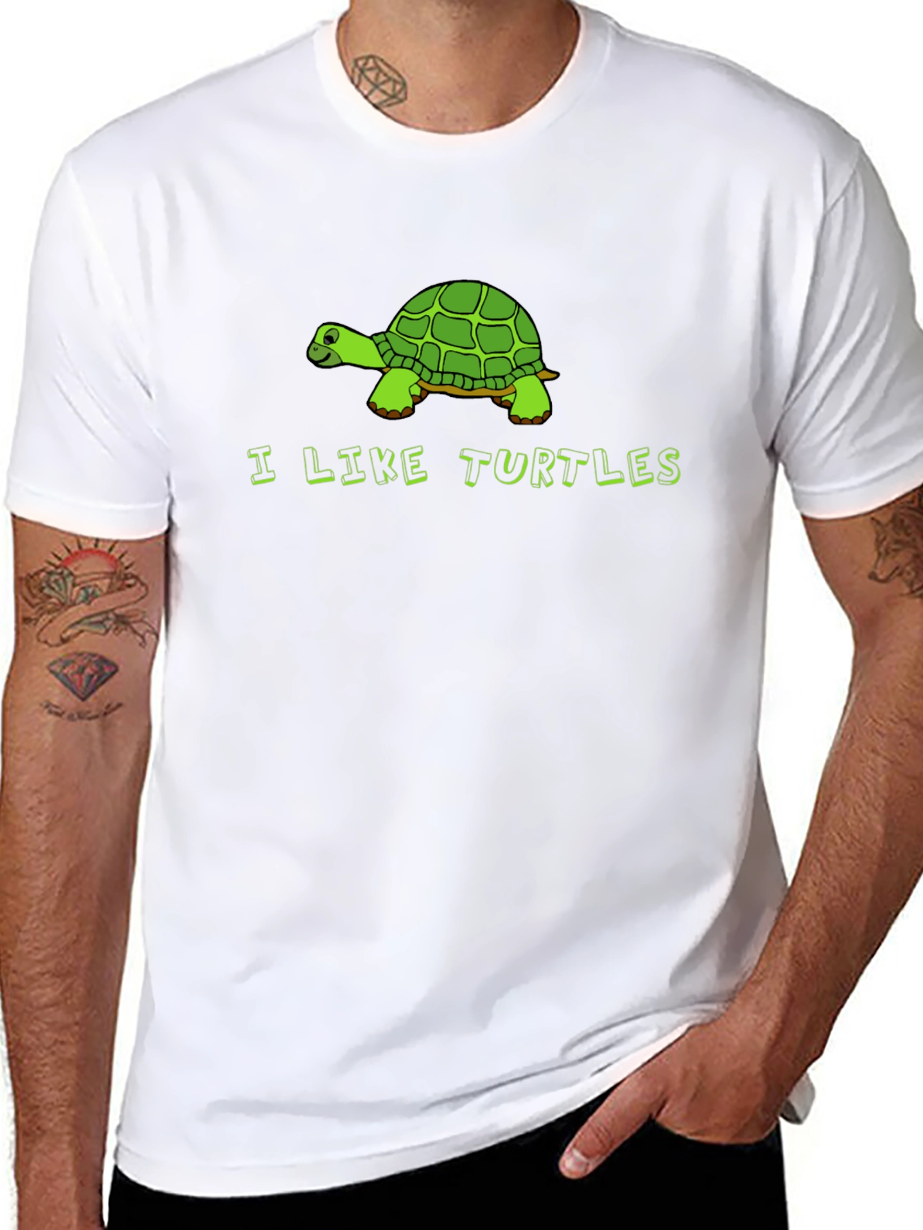 Black I Like Turtles Graphic Tee - Men's Black T-Shirt view 8