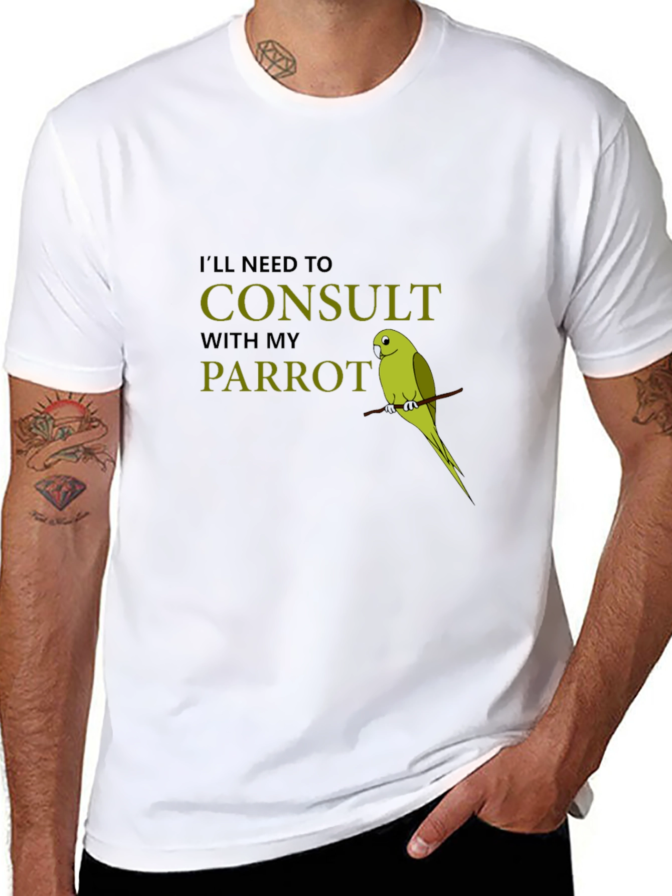 Black Consult My Parrot T-Shirt - Funny Bird Lover Tee view 8