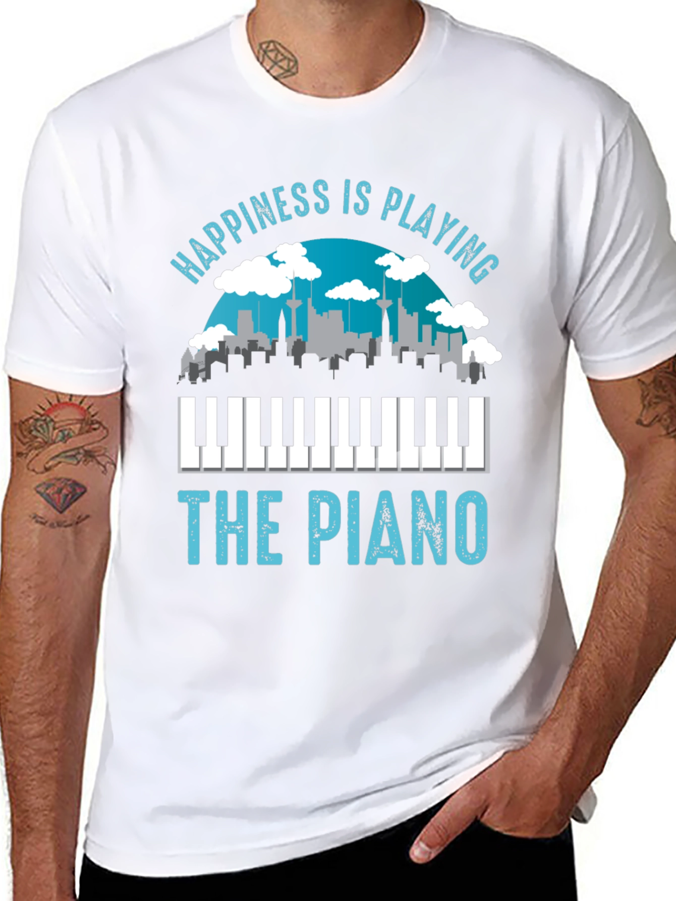 Black Happiness is Playing the Piano T-Shirt view 8