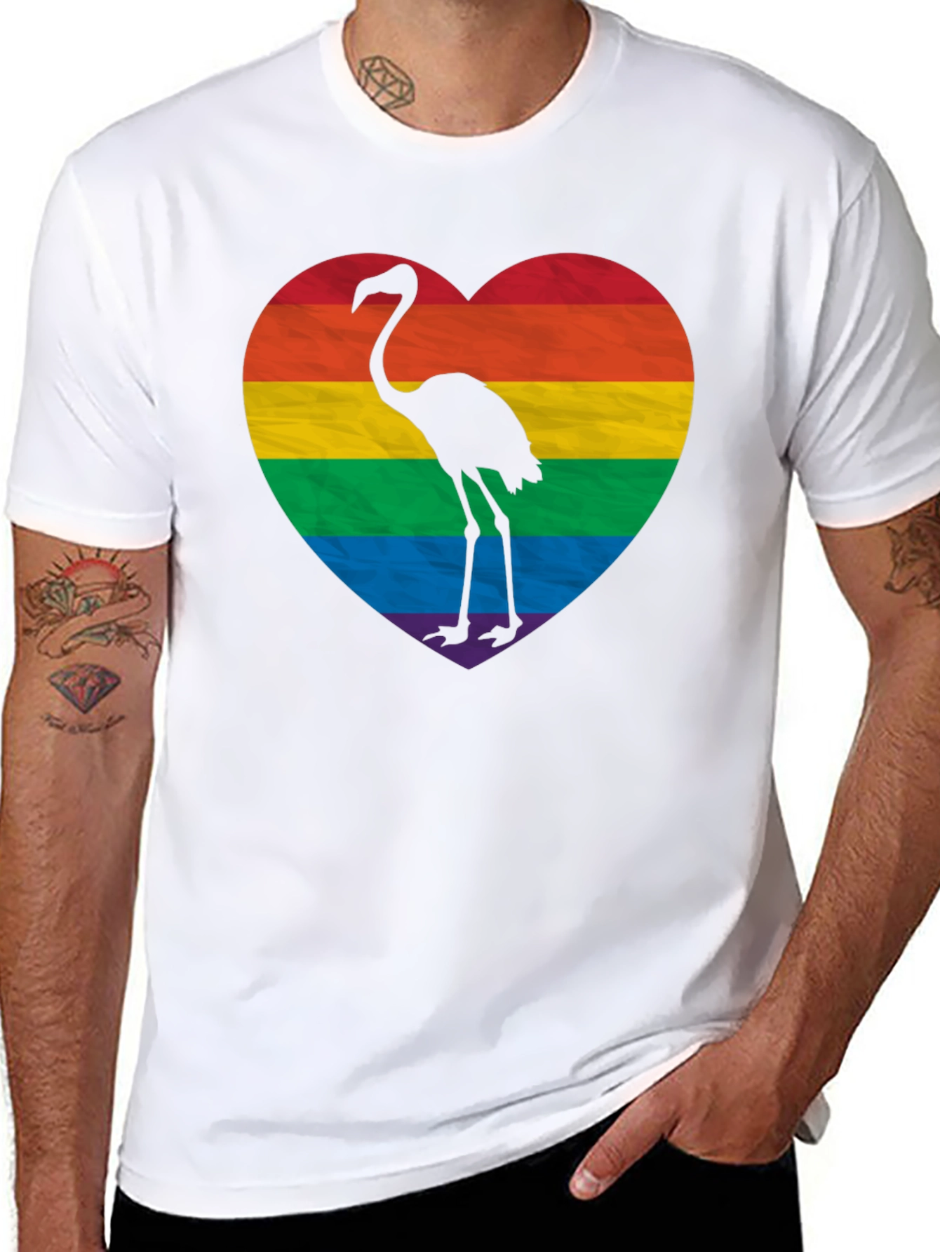 Black Pride Flamingo Heart T-Shirt - Black LGBTQ+ Tee view 8