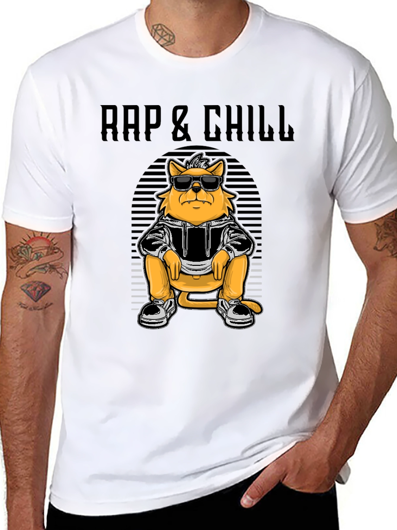 Rap & Chill Cat T-Shirt - Cool Graphic Tee - 8