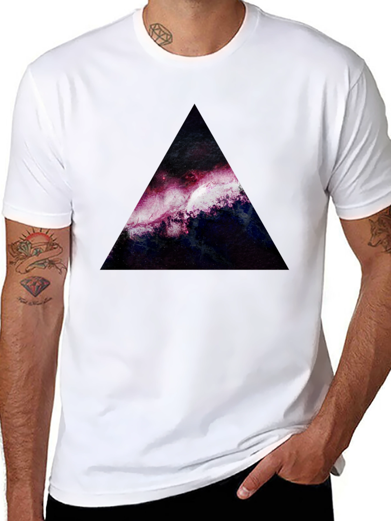 Black Galaxy Triangle Graphic Tee - Stylish Unisex T-Shirt view 8