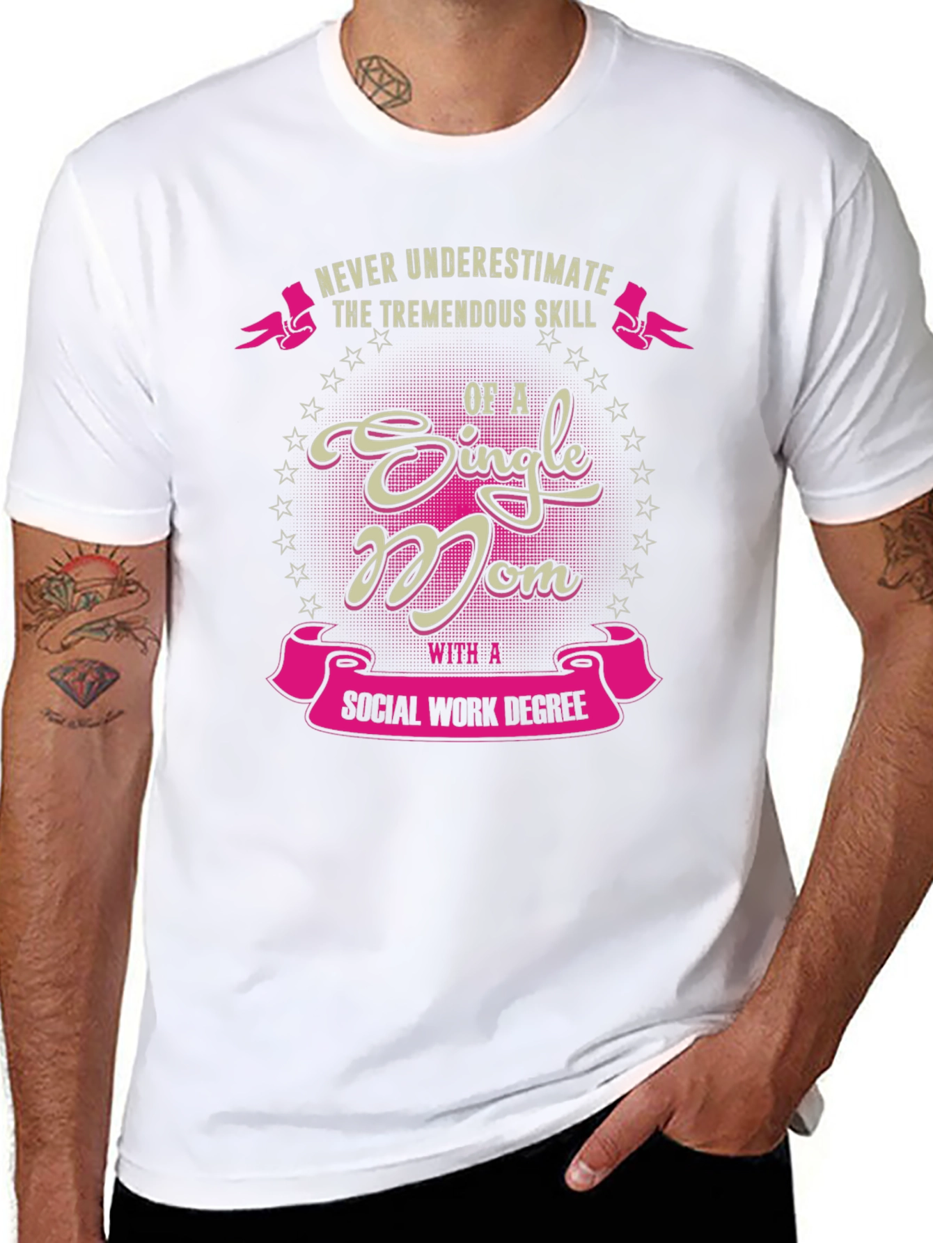 Black Single Mom Social Work Degree T-Shirt view 8