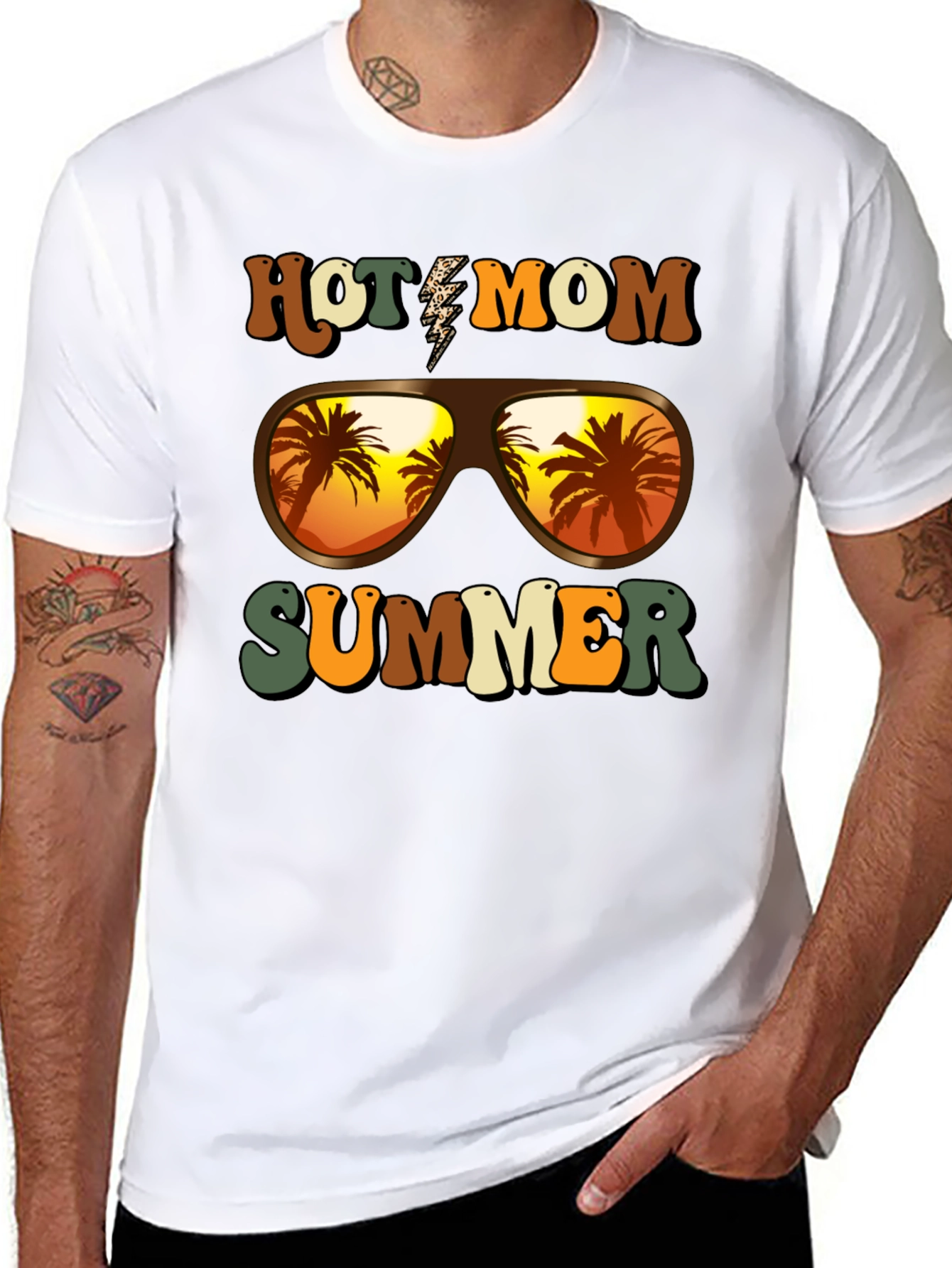 Black Hot Mom Summer T-Shirt - Tropical Vibes view 8