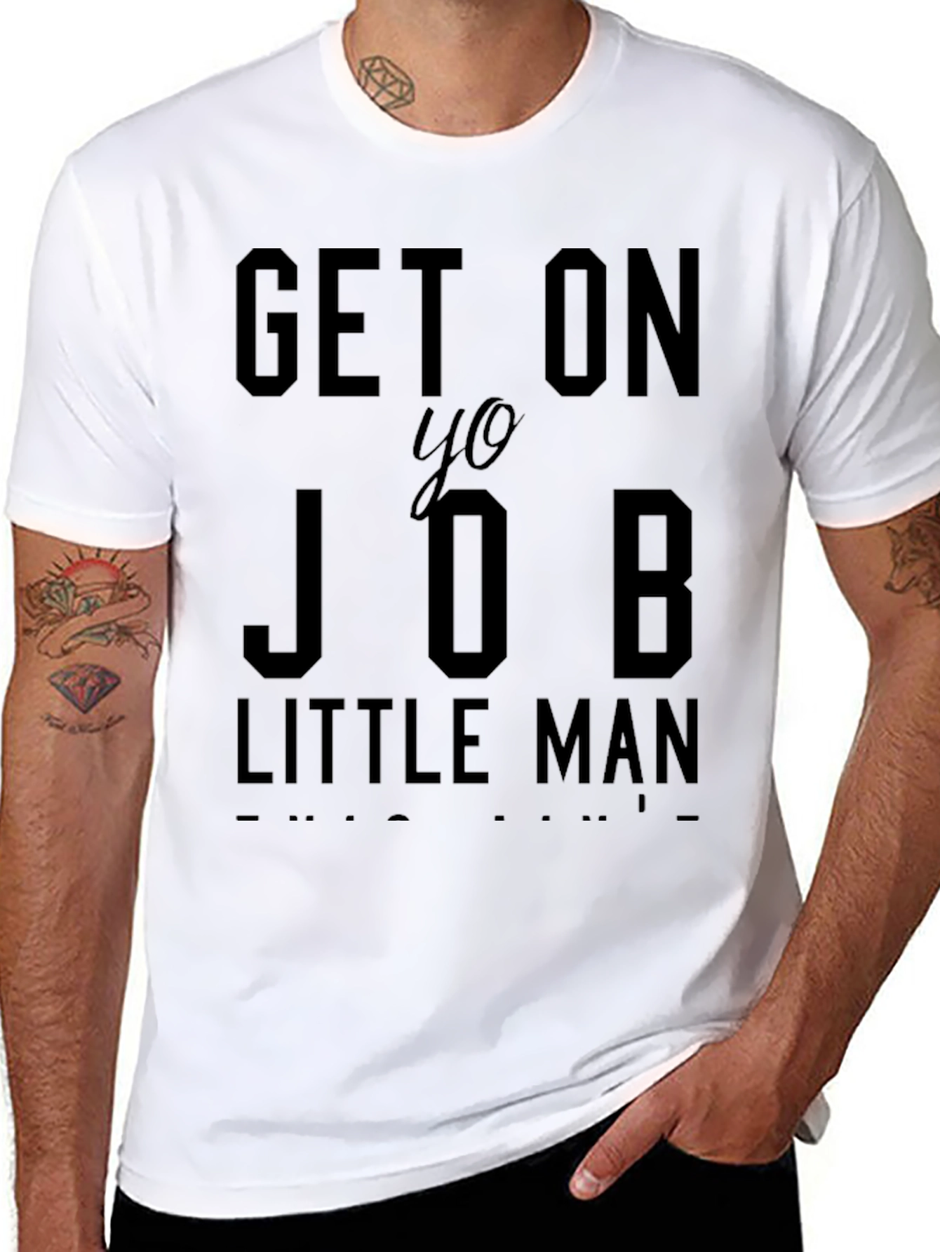 Black Get On Yo Job Little Man Graphic T-Shirt view 8