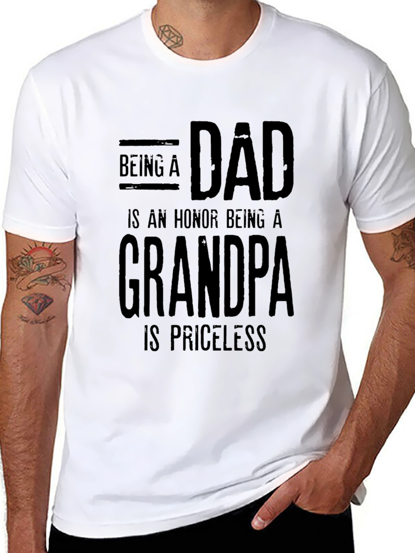 Black Dad & Grandpa Priceless Black T-Shirt view 8