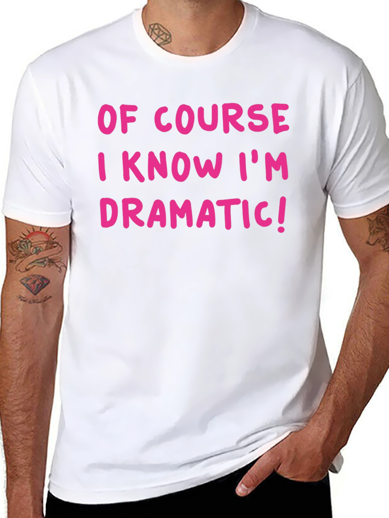 Dramatic Statement T-Shirt - Bold Pink Text on Black - 8