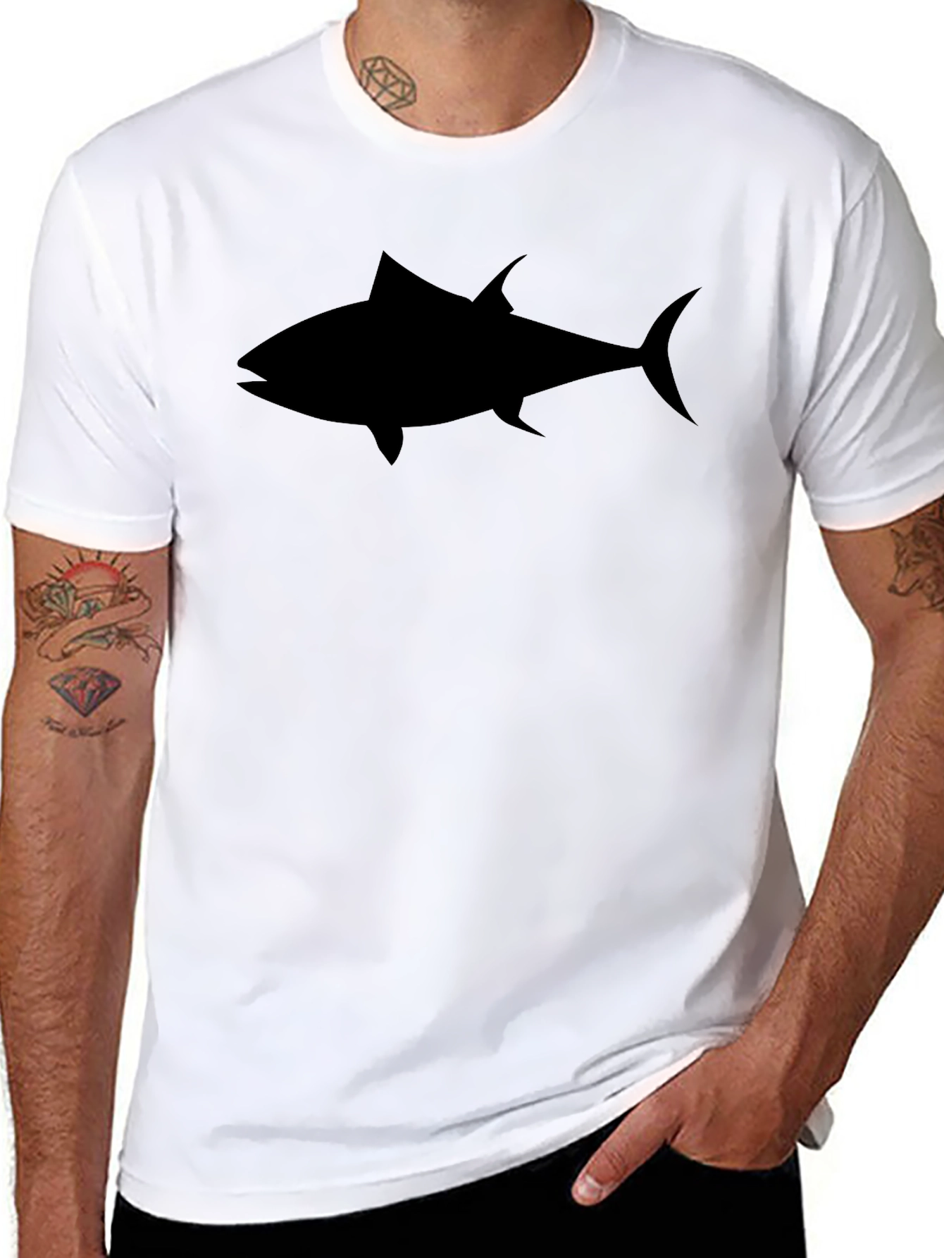 Black Men's Black Tuna Graphic Tee - Casual Style view 8