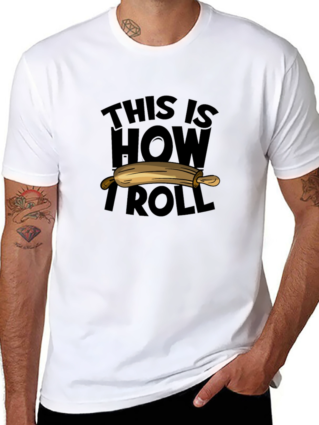 Black This Is How I Roll Rolling Pin Funny Baker T-Shirt view 8