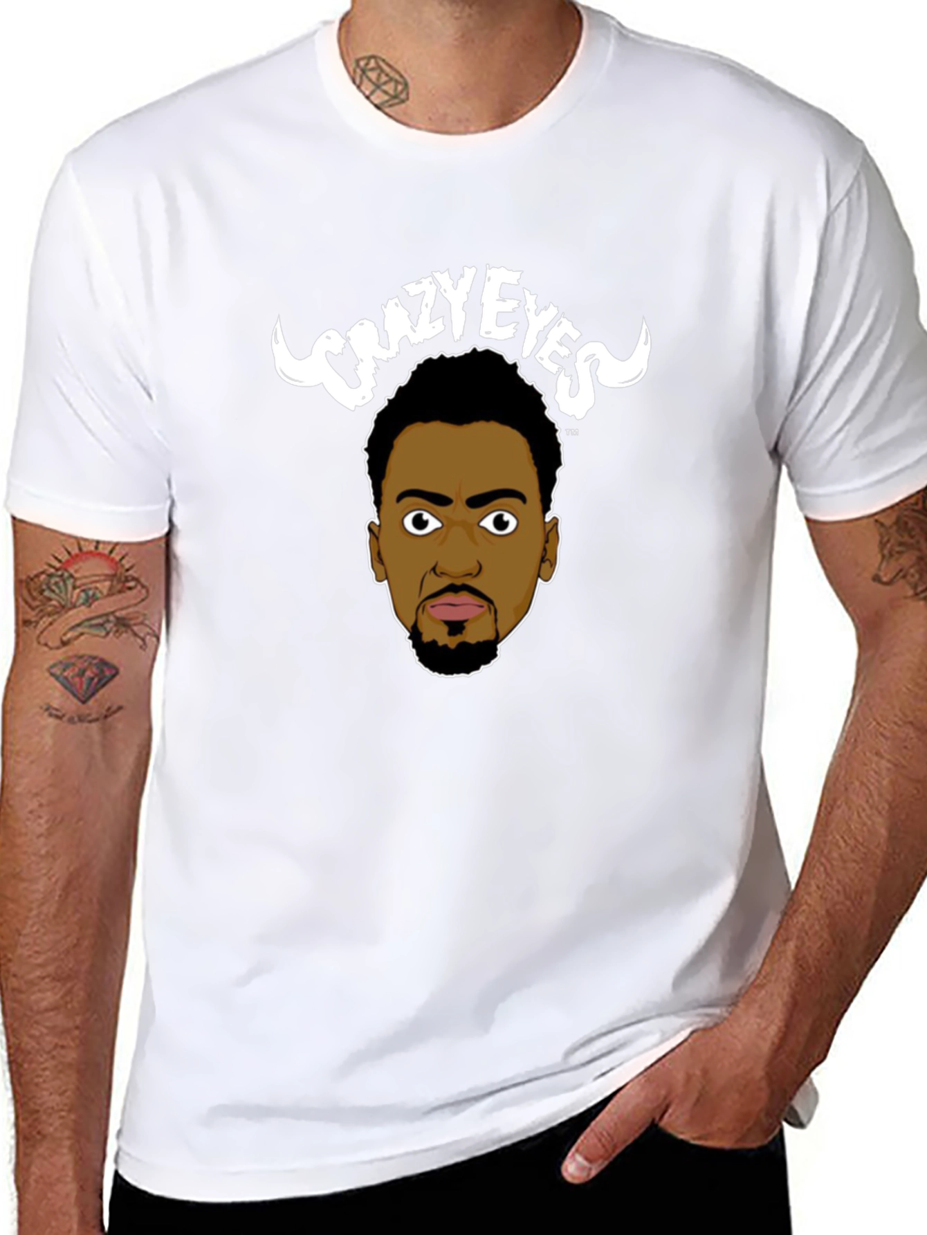 Black Crazy Eyes Graphic T-Shirt view 8
