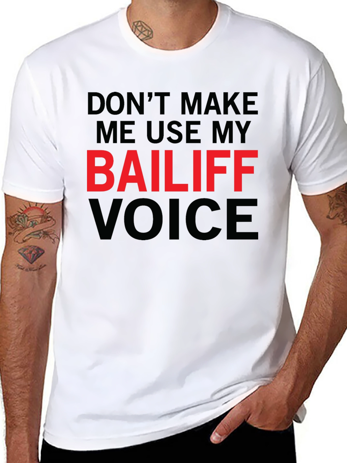 Black Bailiff Voice T-Shirt: Funny Sarcastic Tee view 8