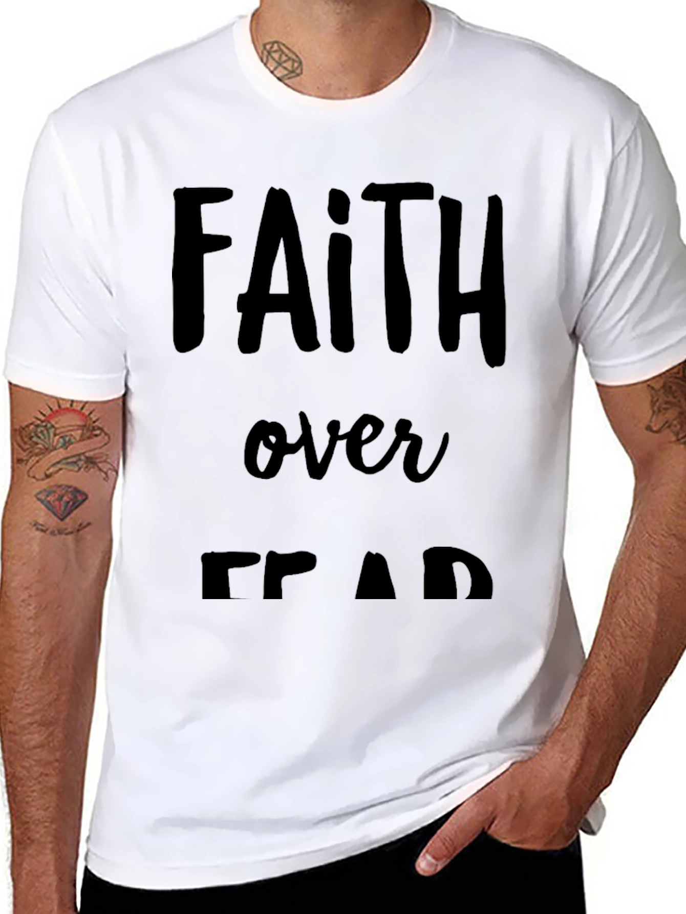 Black Faith Over Fear Graphic Tee - Black T-Shirt view 8