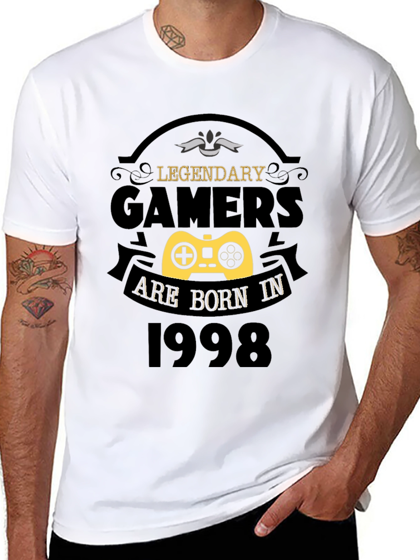 Black Legendary Gamers Born in 1998 Black T-Shirt view 8