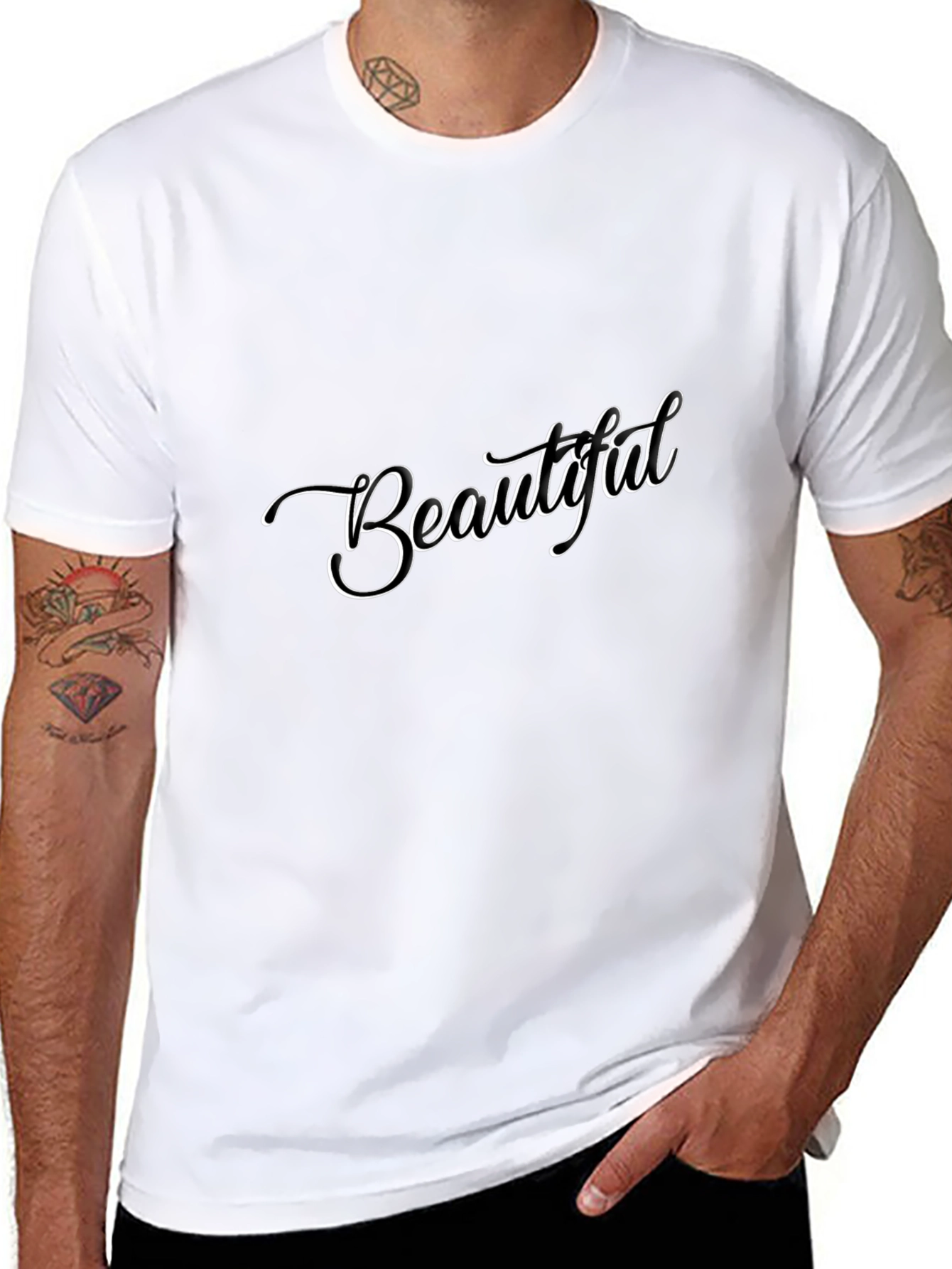 Black Beautiful Script Black T-Shirt view 8