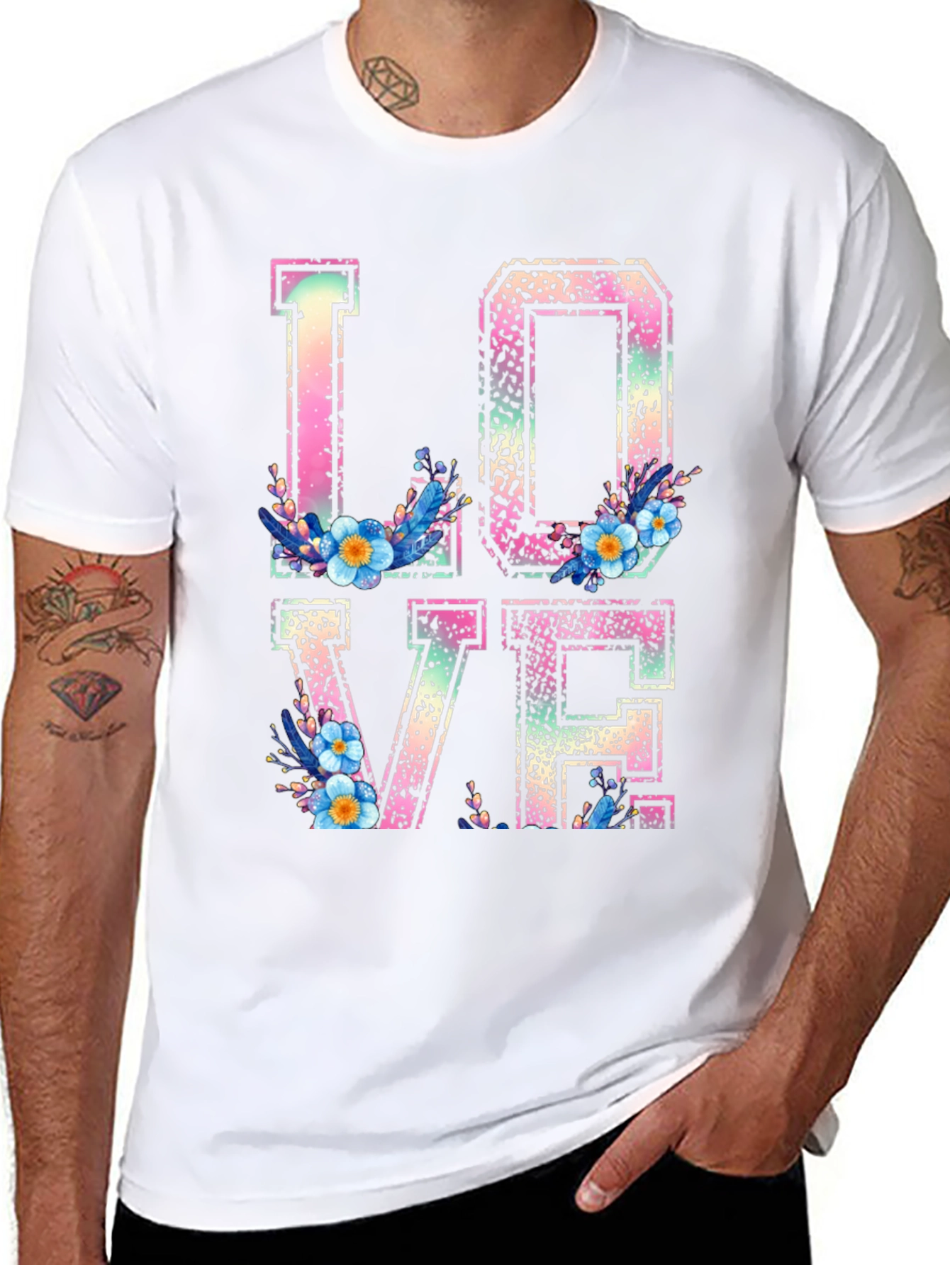 Black Floral LOVE Graphic T-Shirt - Trendy Casual Wear view 8