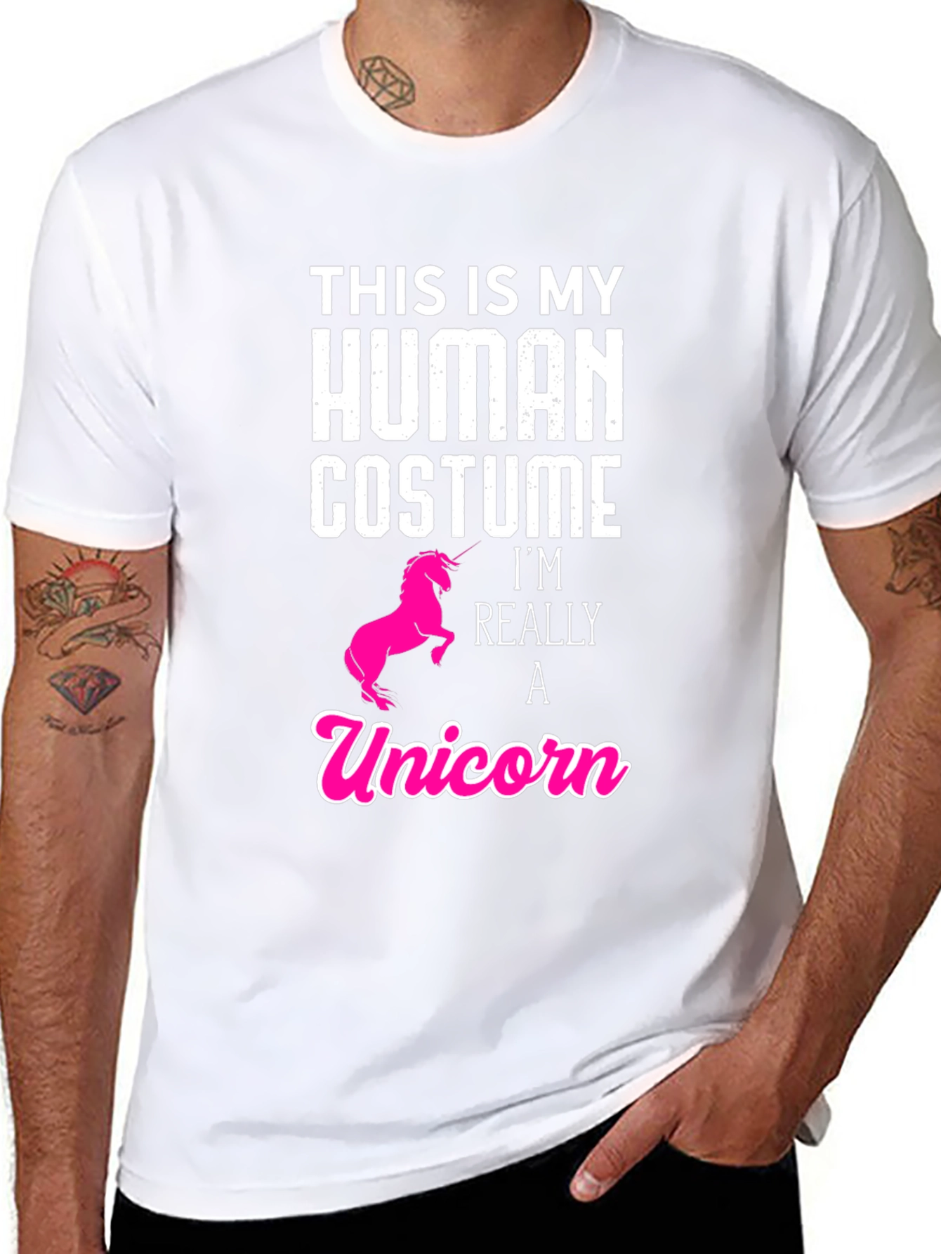 Black Human Costume Unicorn T-Shirt - Funny & Cute! view 8