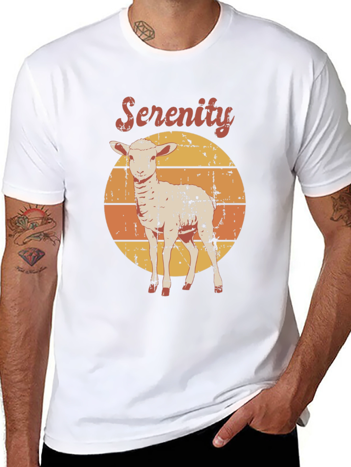 Black Serenity Lamb Graphic T-Shirt - Retro Style view 8