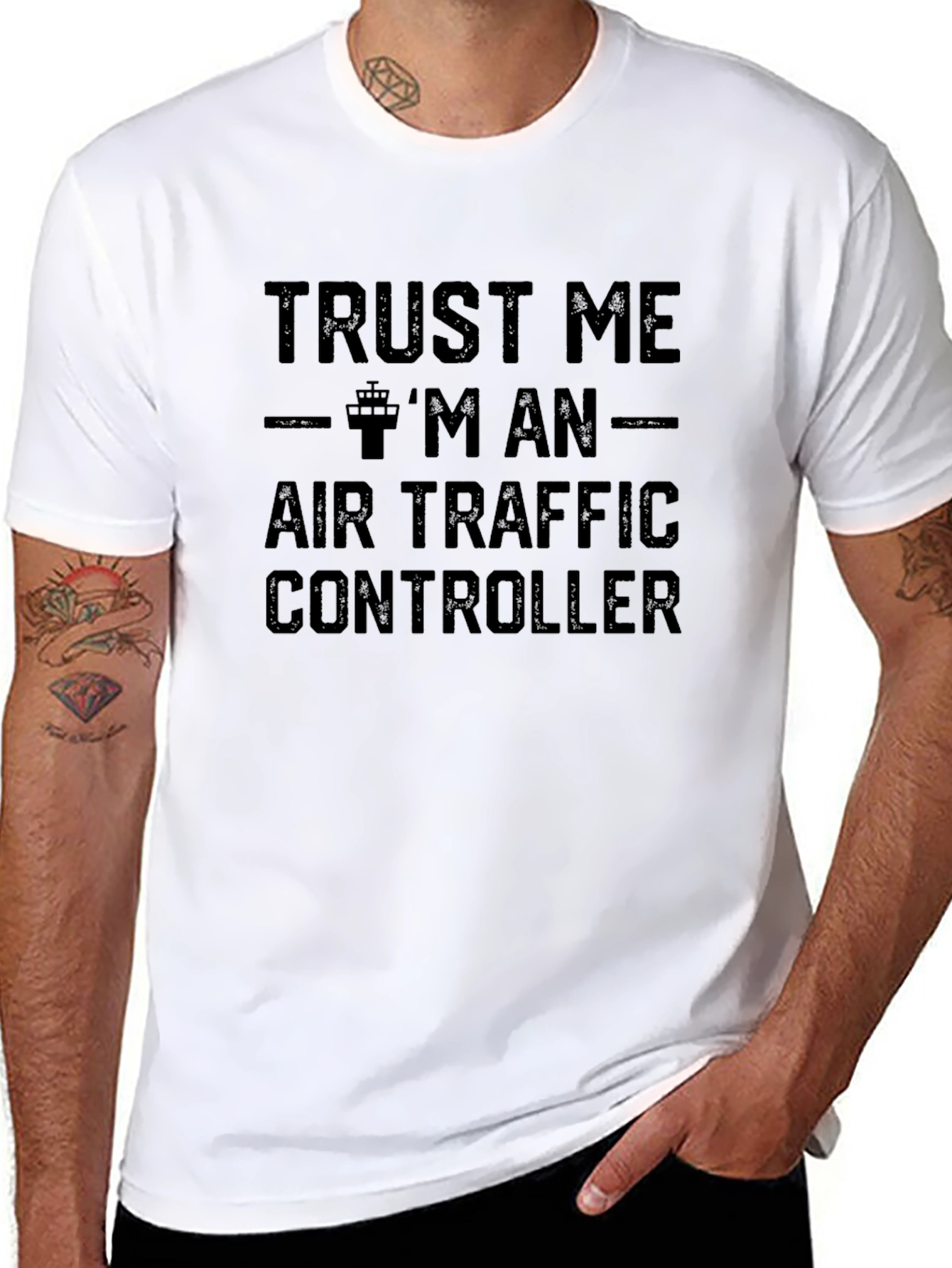 Black Trust Me Air Traffic Controller T-Shirt view 8