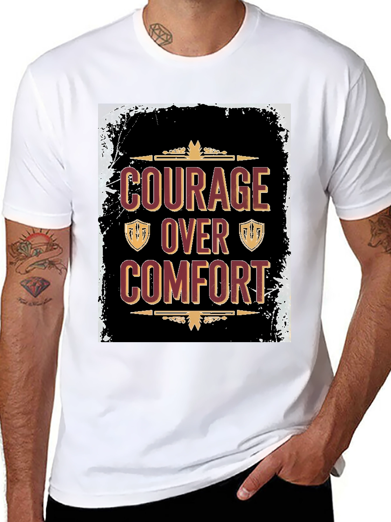 Black Courage Over Comfort Graphic Tee view 8