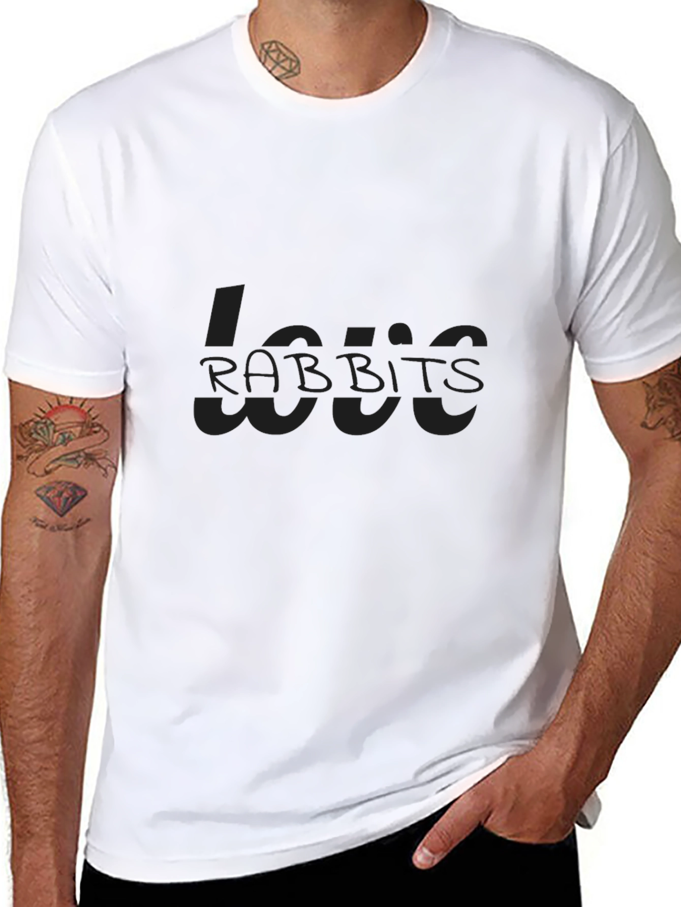 Black Love Rabbits Tee - Soft Cotton Casual Wear view 8