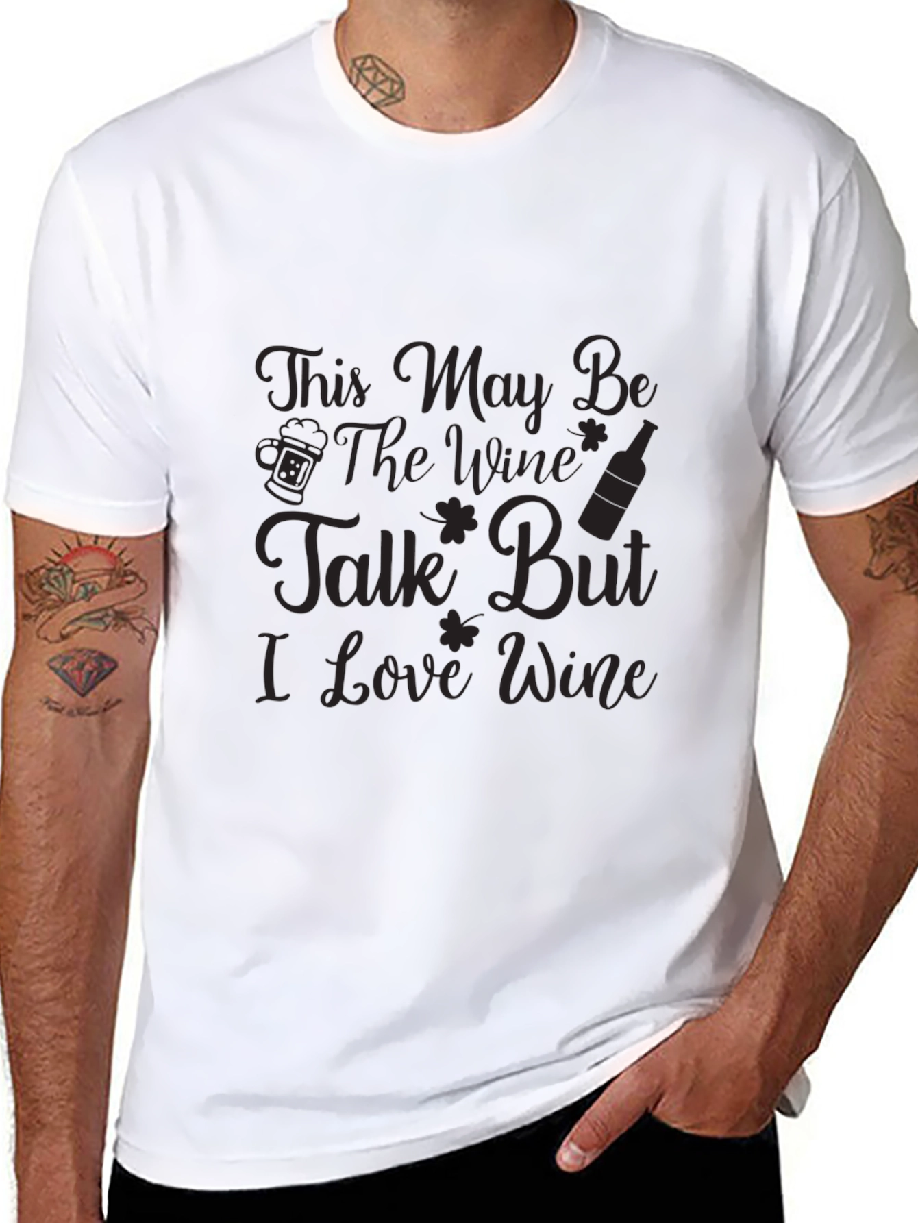 Black Funny Wine Lover T-Shirt - This May Be The Wine Talk! view 8