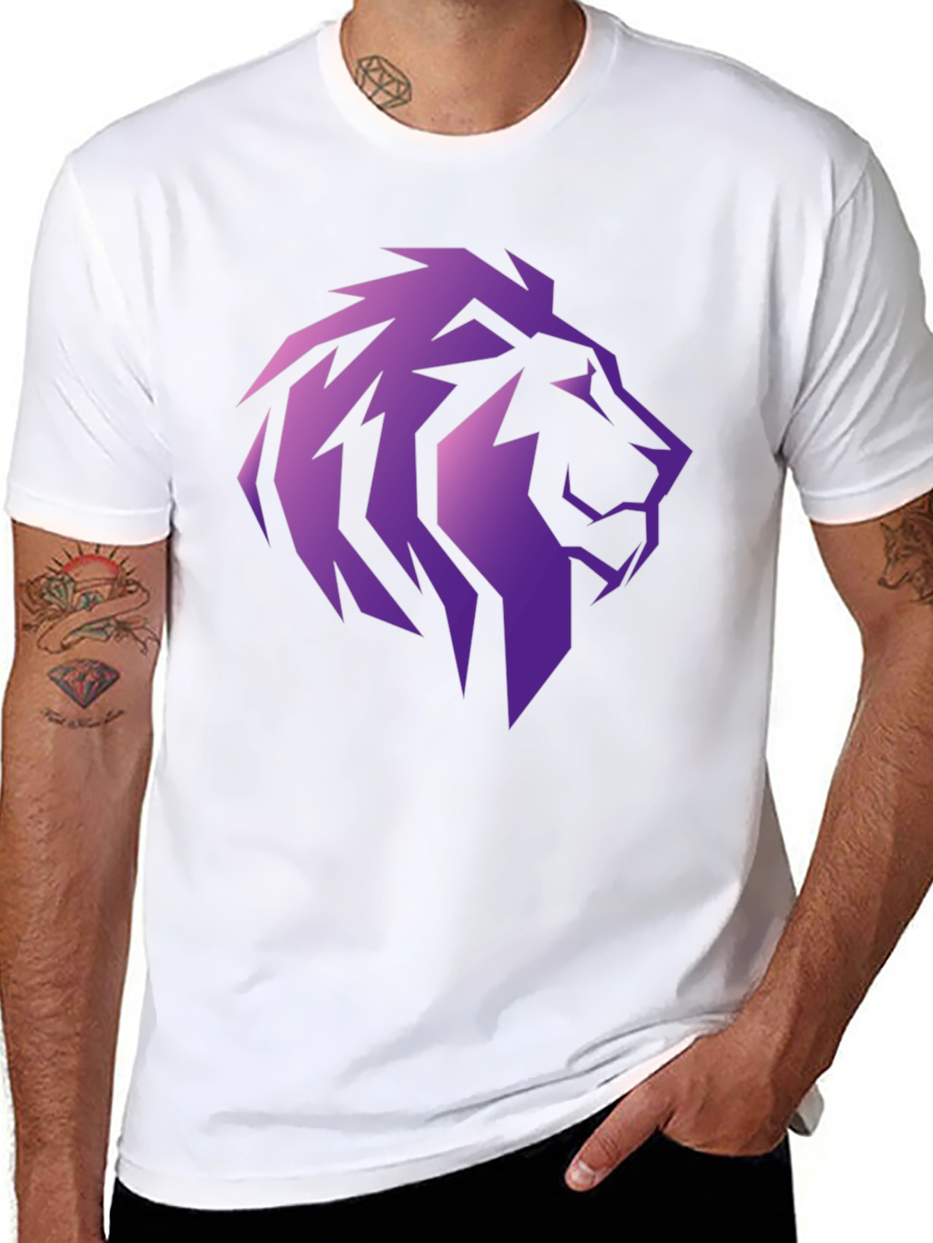 Black Lion Head Graphic Tee - Stylish Men's T-Shirt view 8
