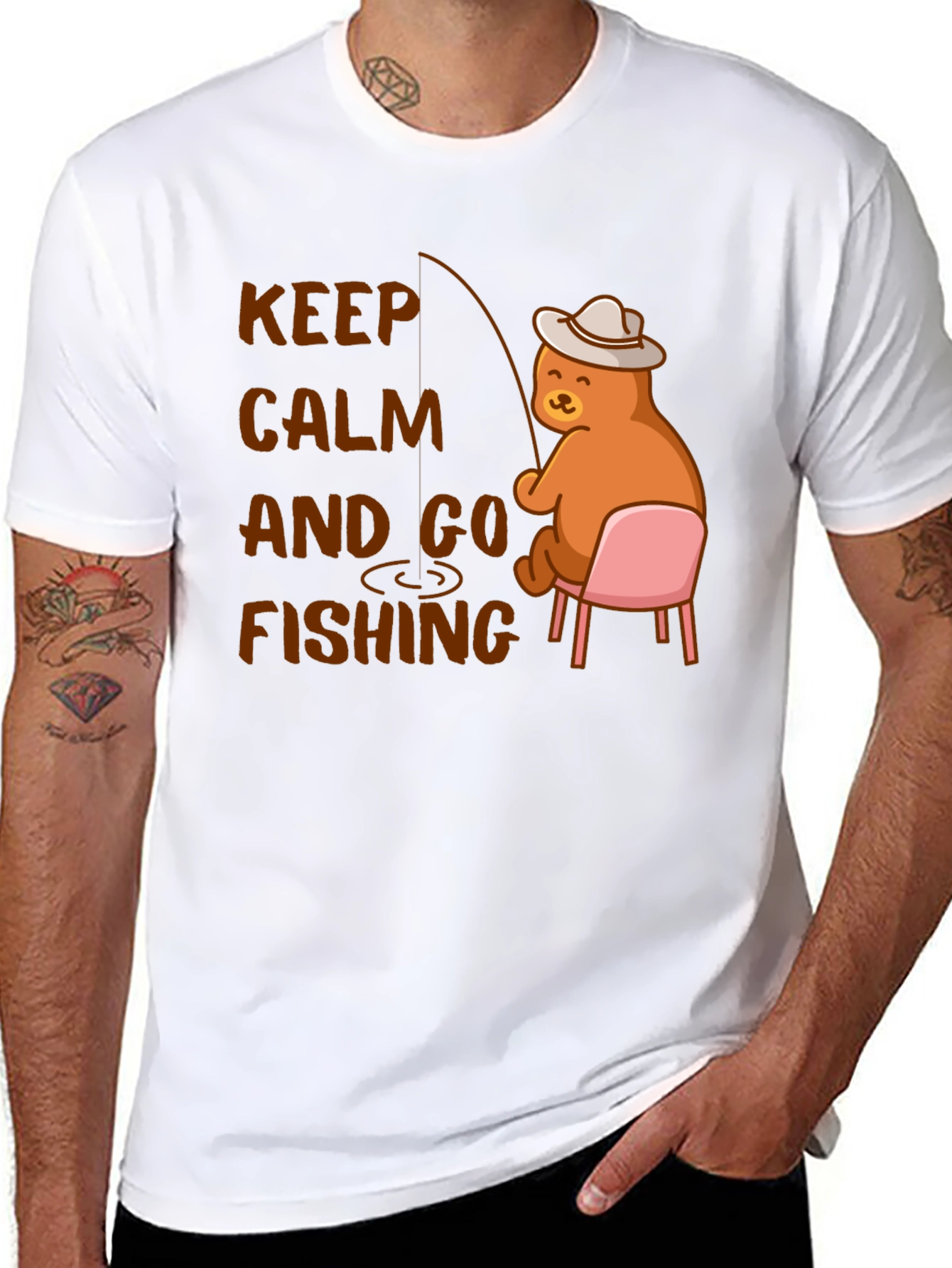 Black Keep Calm and Go Fishing T-Shirt view 8