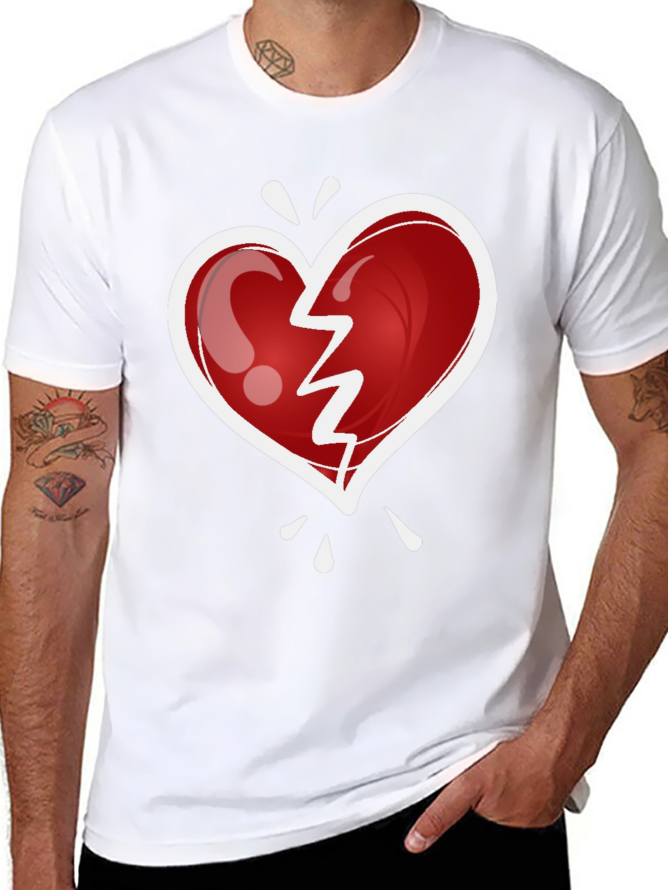 Black Broken Heart Graphic Tee - Trendy Casual Wear view 8