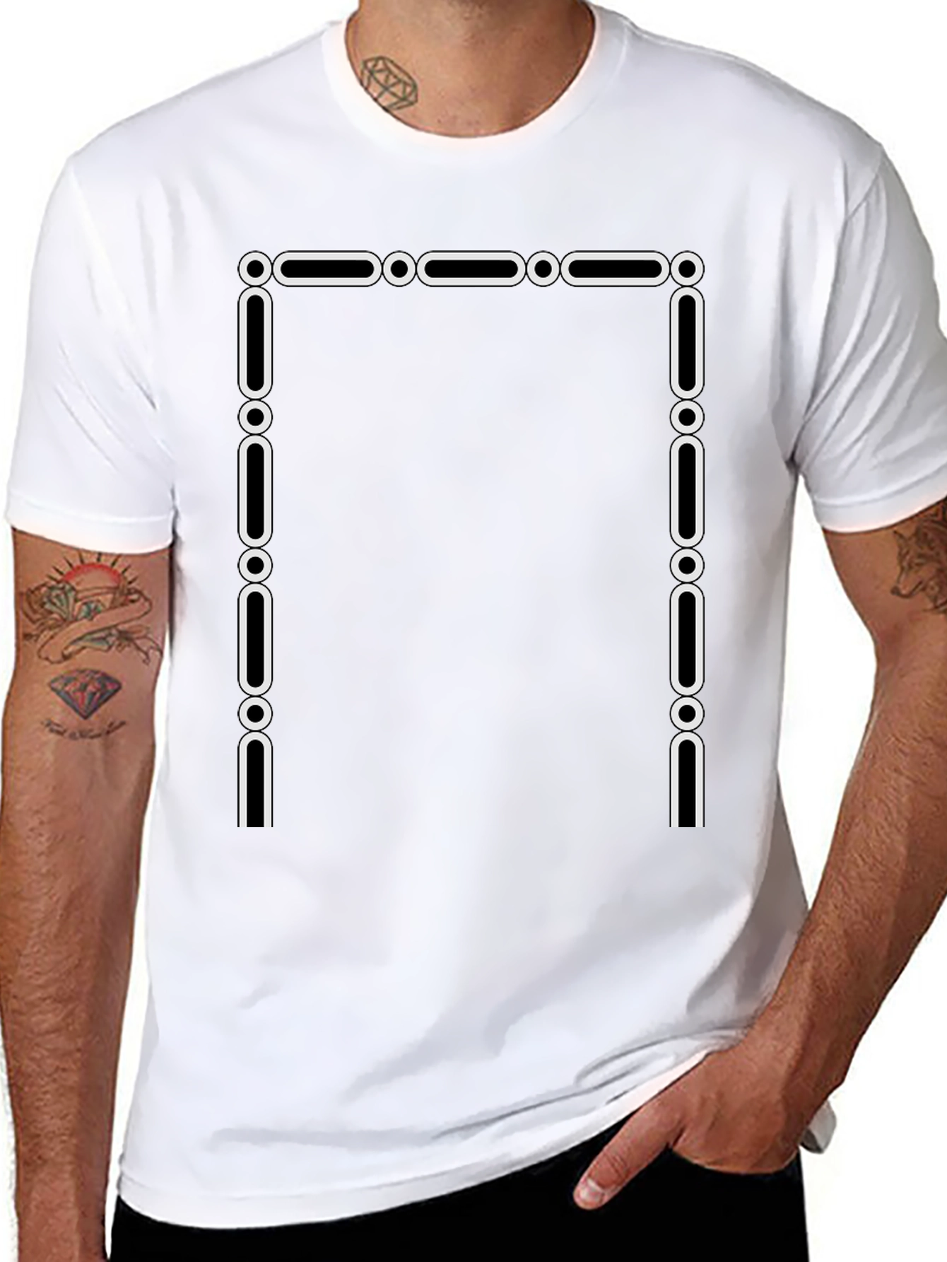 Black Geometric Frame Black T-Shirt view 8