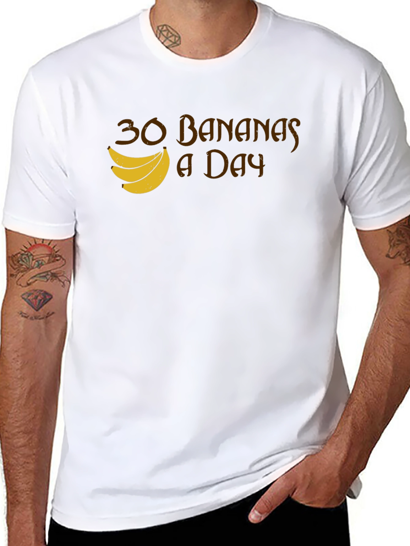 Black 30 Bananas a Day T-Shirt - Funny Fruit Tee view 8