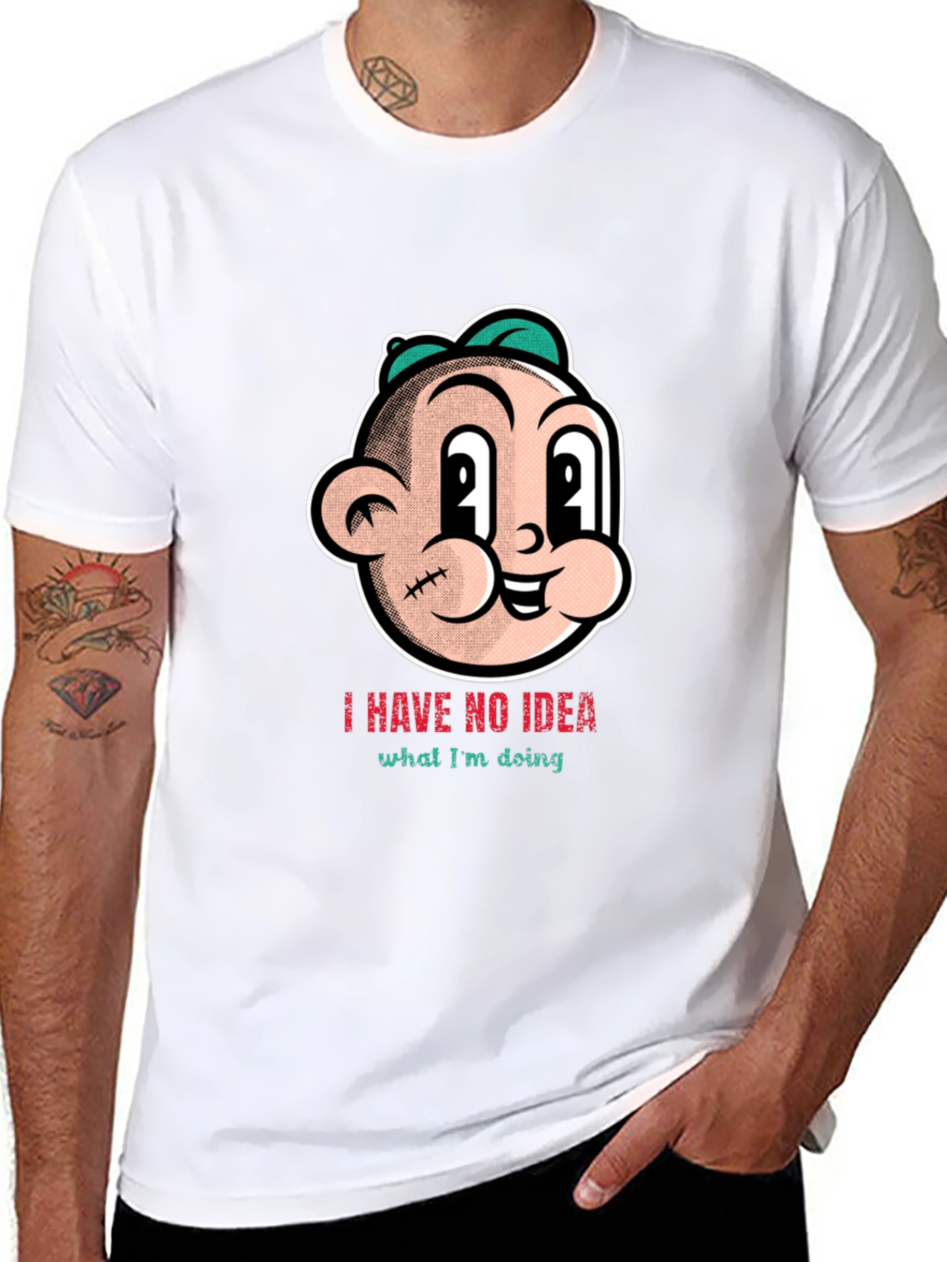 Black Cartoon Graphic T-Shirt - "I Have No Idea" view 8