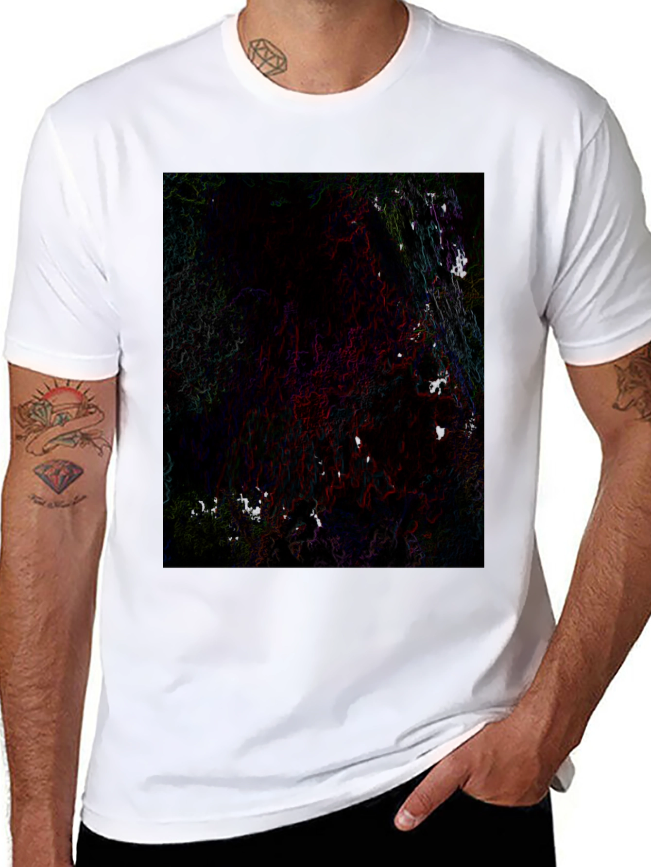 Black Abstract Graphic Black T-Shirt view 8