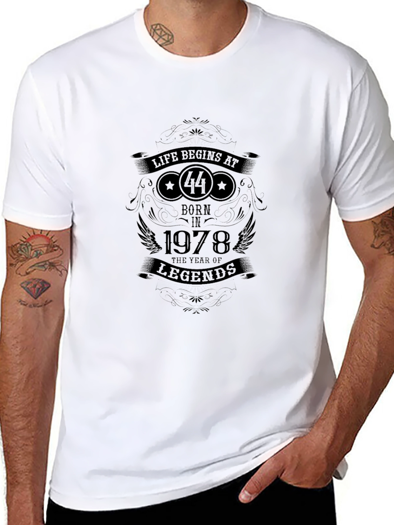 Black Life Begins At 44 T-Shirt - Born in 1978 Legend Tee view 8