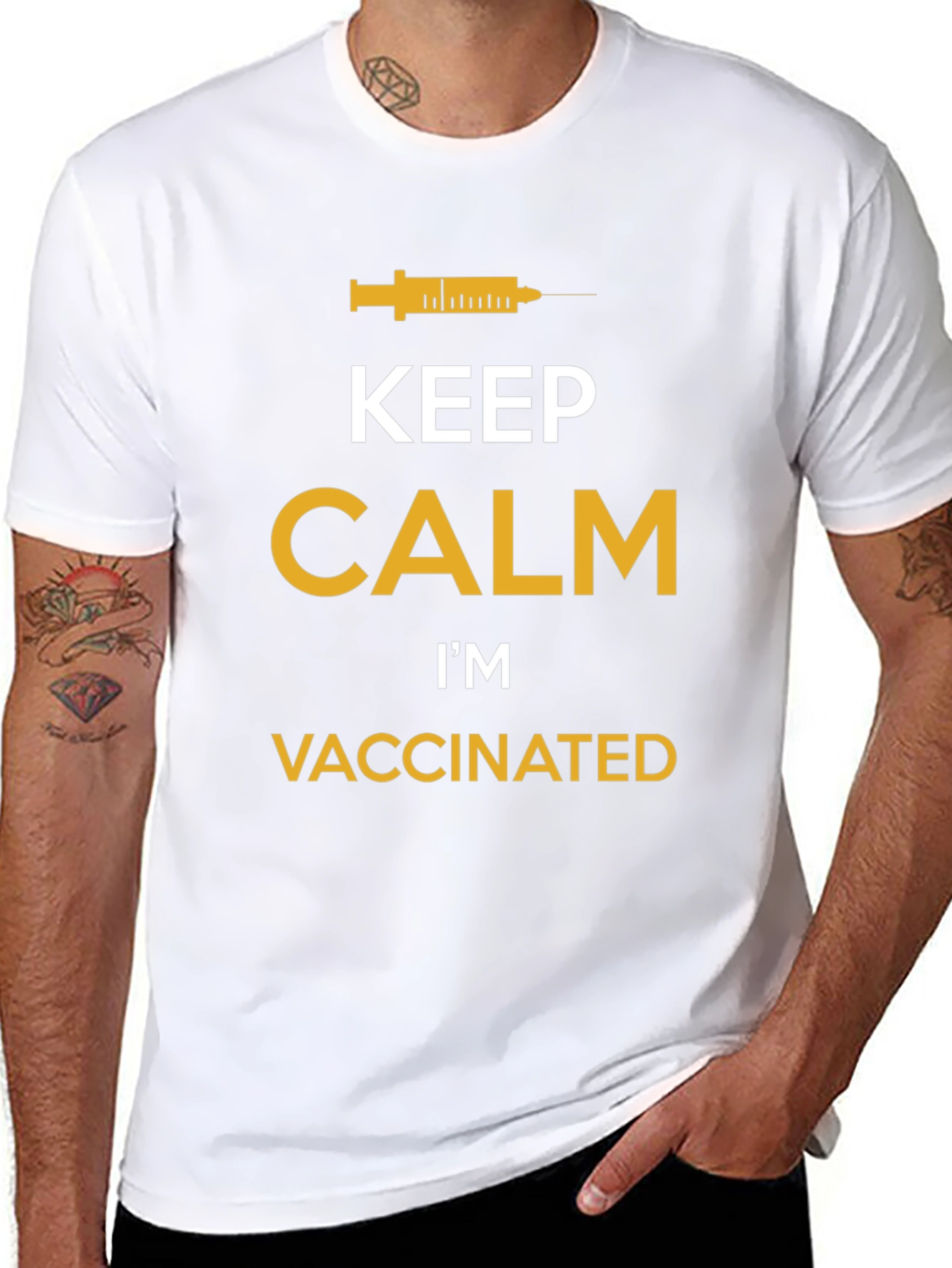 Black Keep Calm I'm Vaccinated Graphic Tee view 8