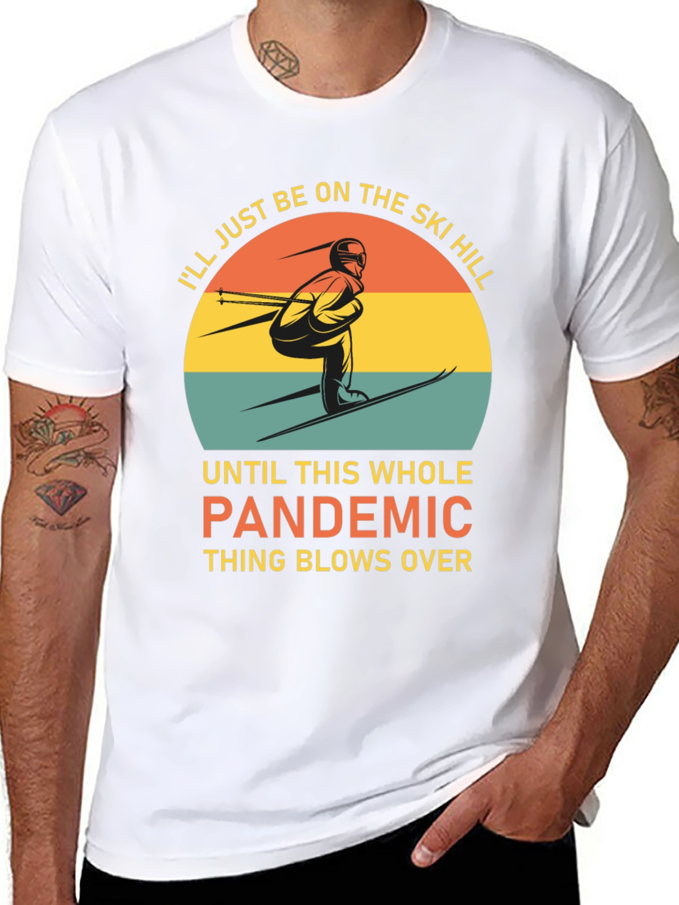 Black Ski Hill Pandemic T-Shirt view 8