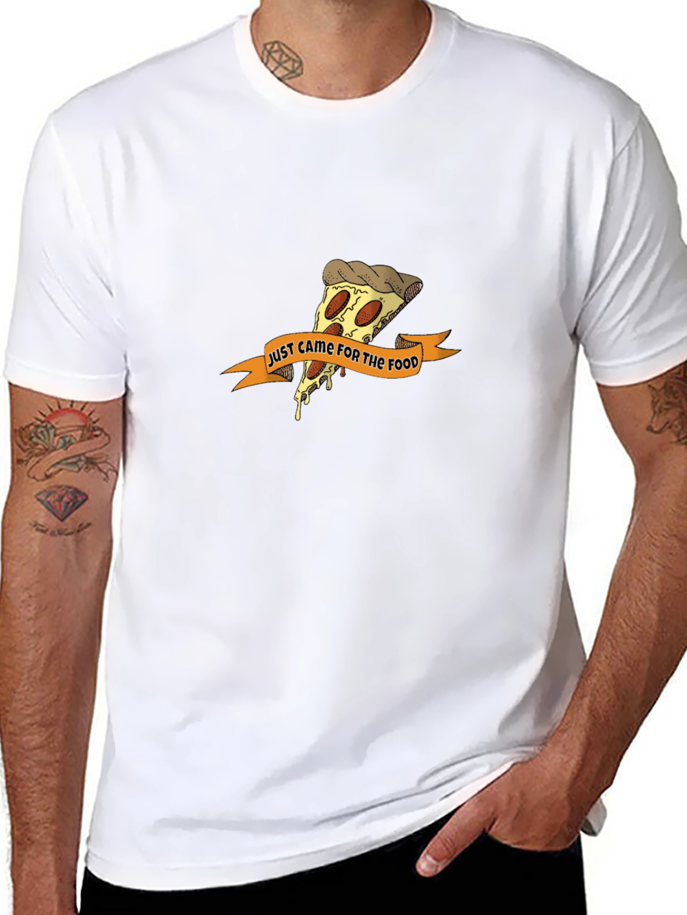 Black Pizza Lover T-Shirt - Just Came For The Food Tee view 8