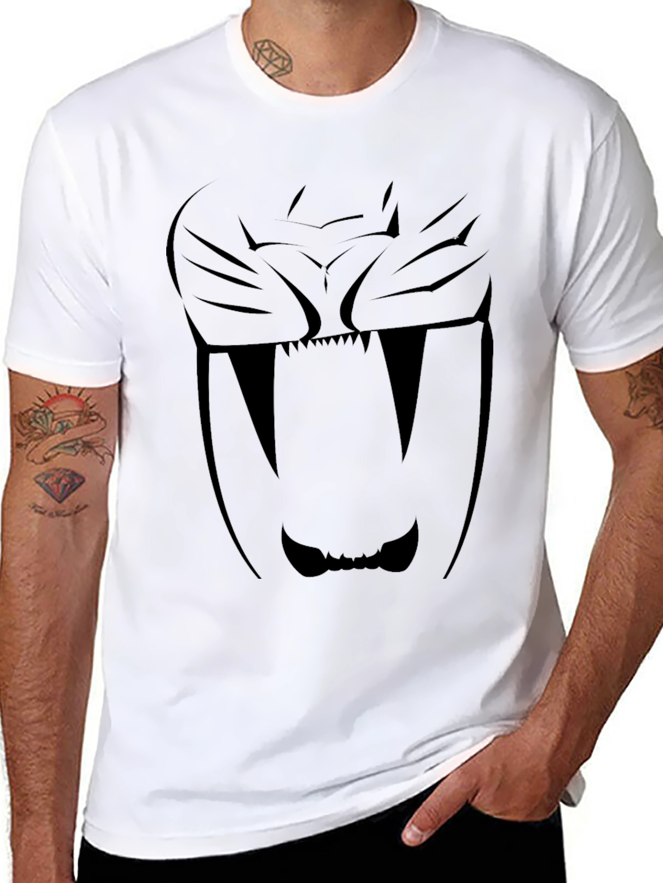 Black Black Sabertooth Tiger Graphic T-Shirt view 8