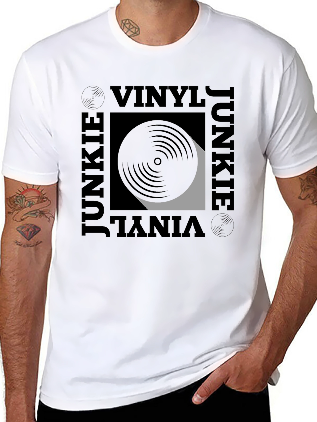Black Vinyl Junkie Graphic Tee - Black T-Shirt view 8