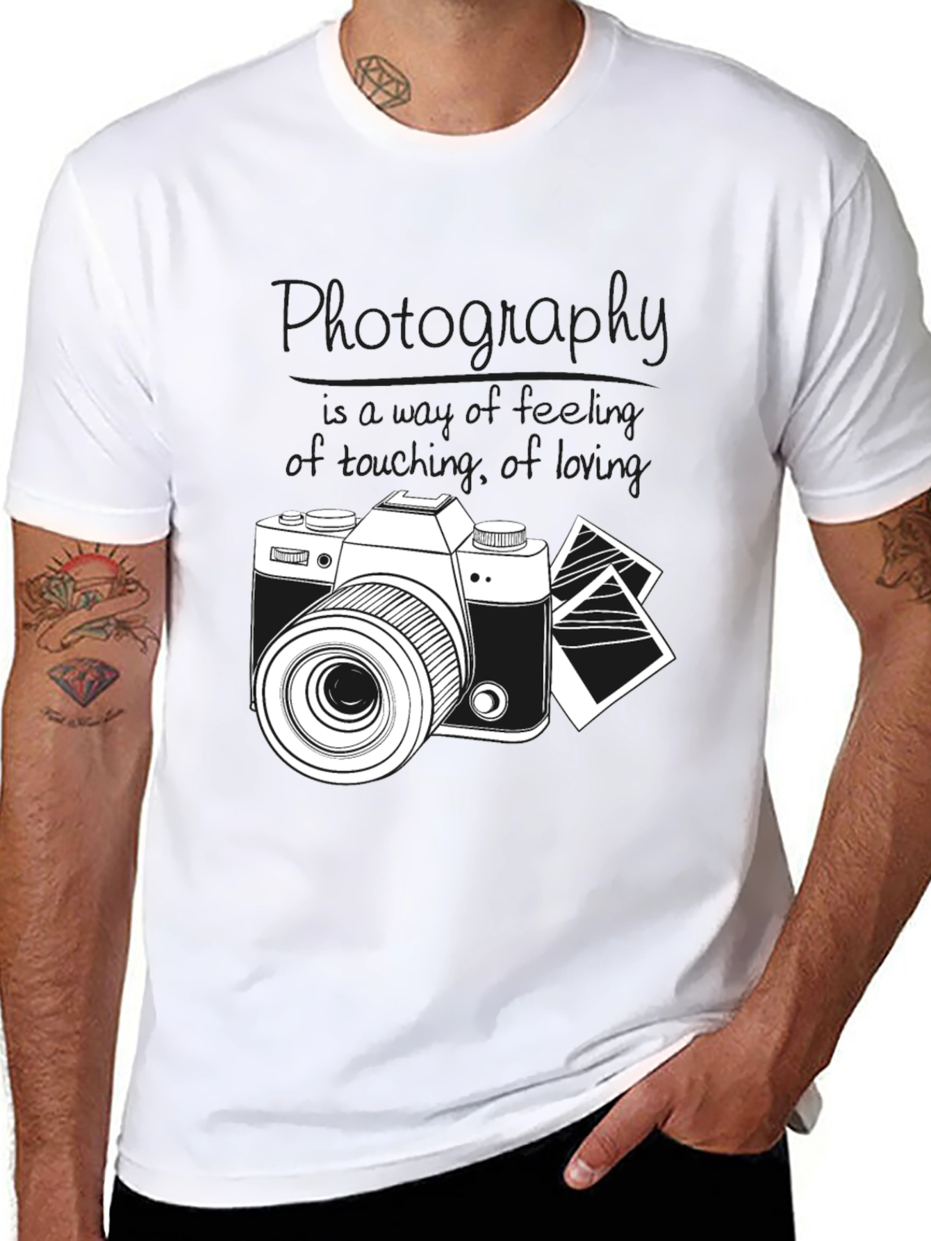 Black Photography T-Shirt - "Just Looking" Black Graphic Tee view 8