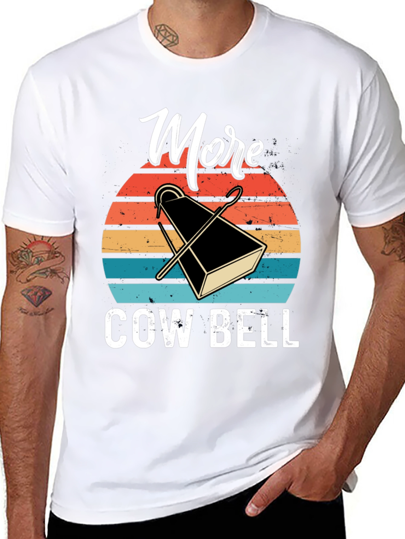 Black More Cowbell T-Shirt - Retro Design view 8
