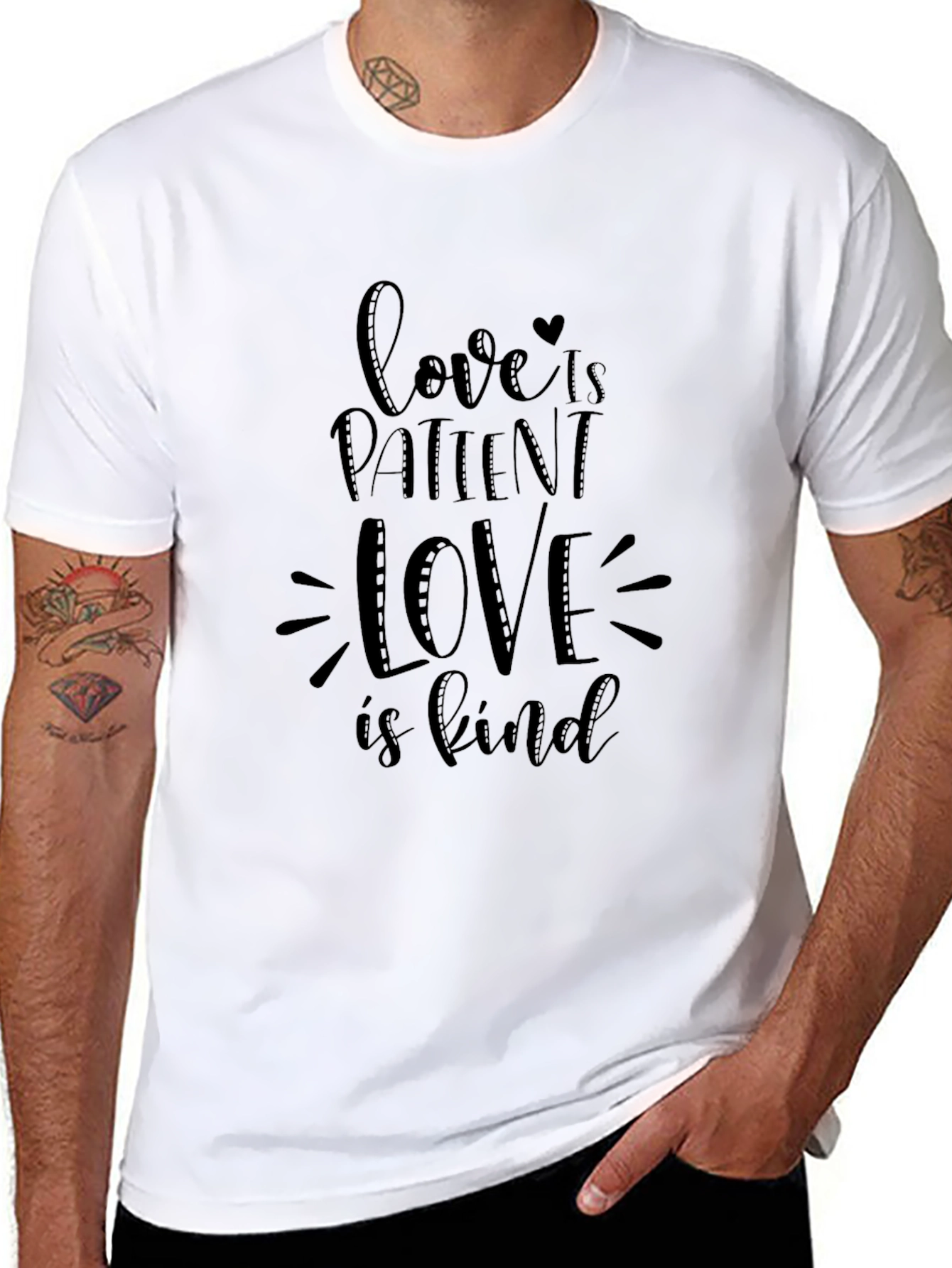 Black Love Is Patient Graphic Tee - Black Cotton T-Shirt view 8