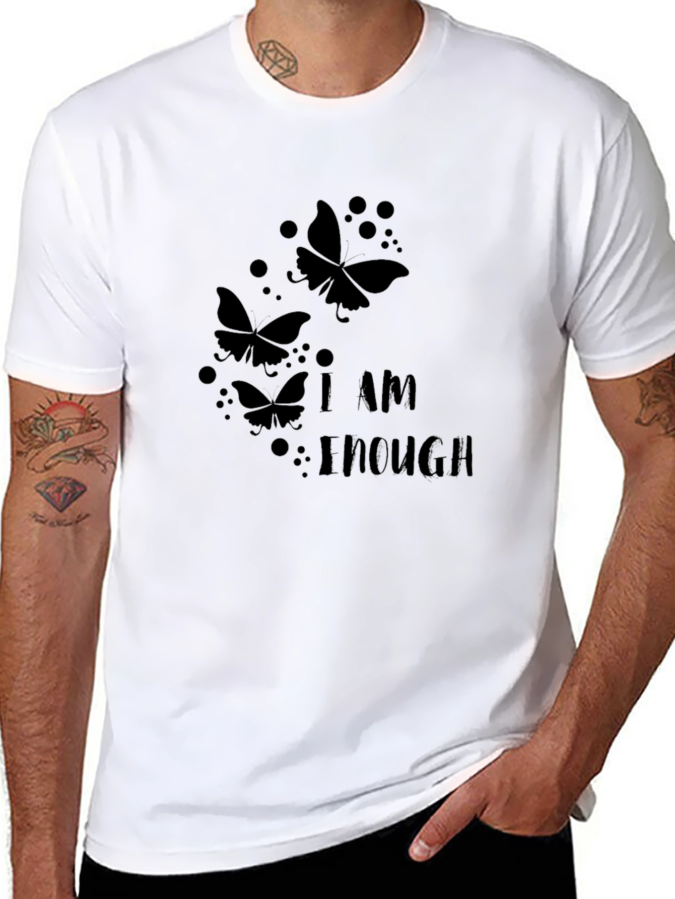 I Am Enough Butterfly Graphic T-Shirt - 8