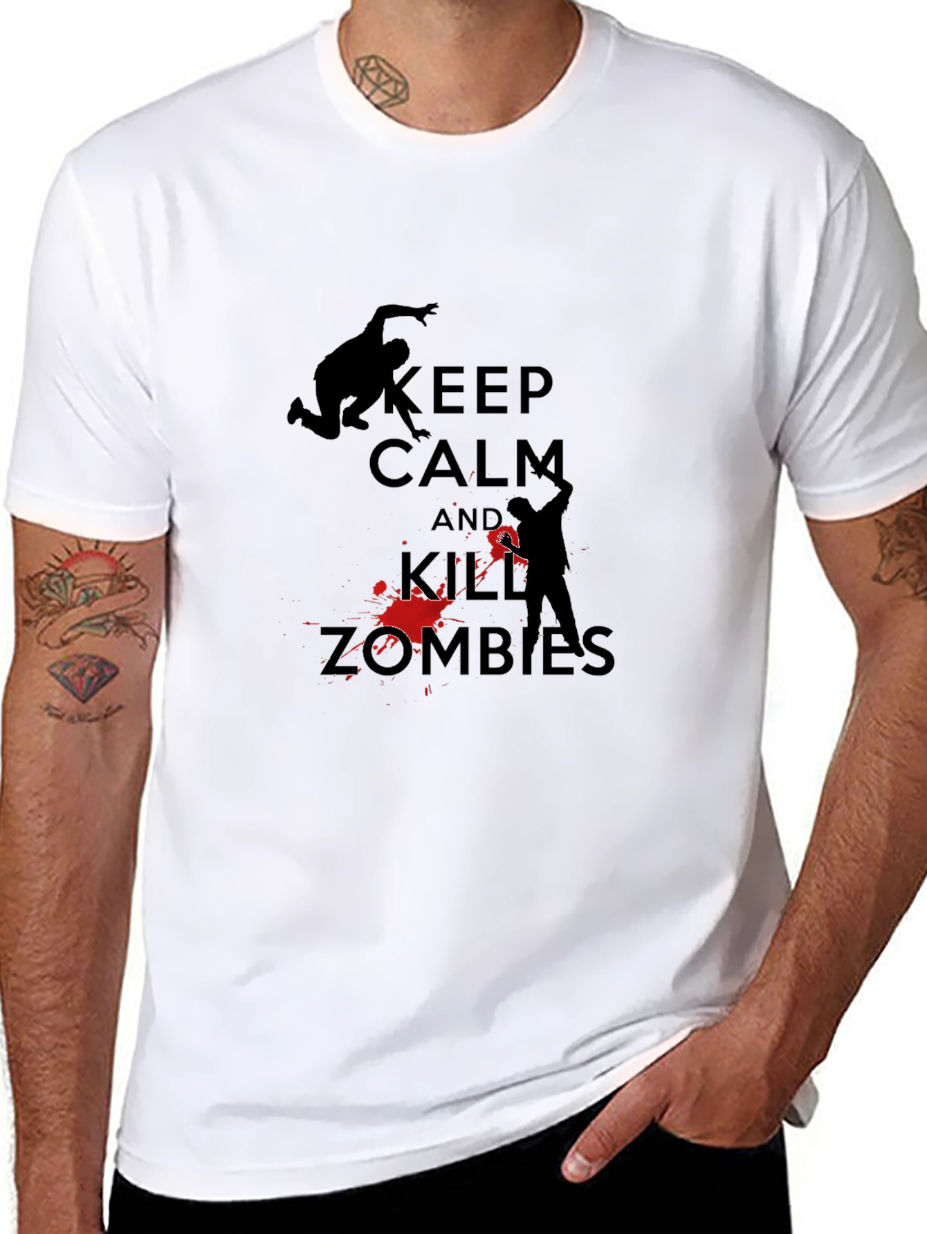 Black Keep Calm Kill Zombies T-Shirt - Black view 8