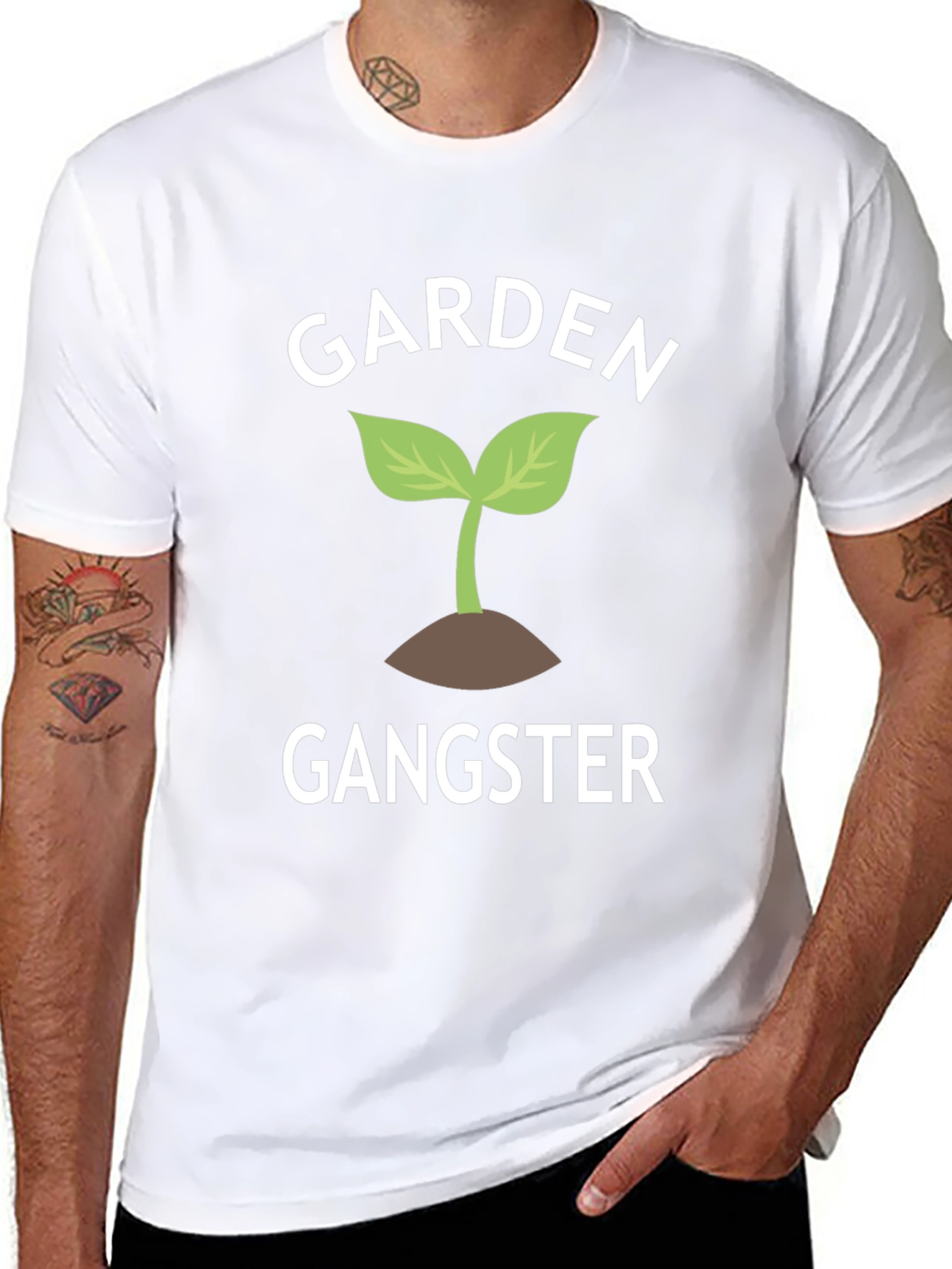 Black Garden Gangster T-Shirt: Funny Gardening Tee view 8
